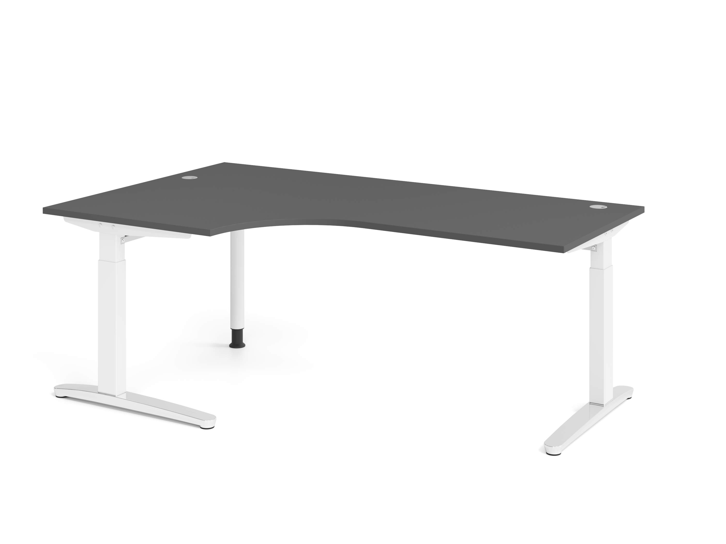 Schreibtisch C-Fuß 200x120cm 90Â° Graphit/WeißPo