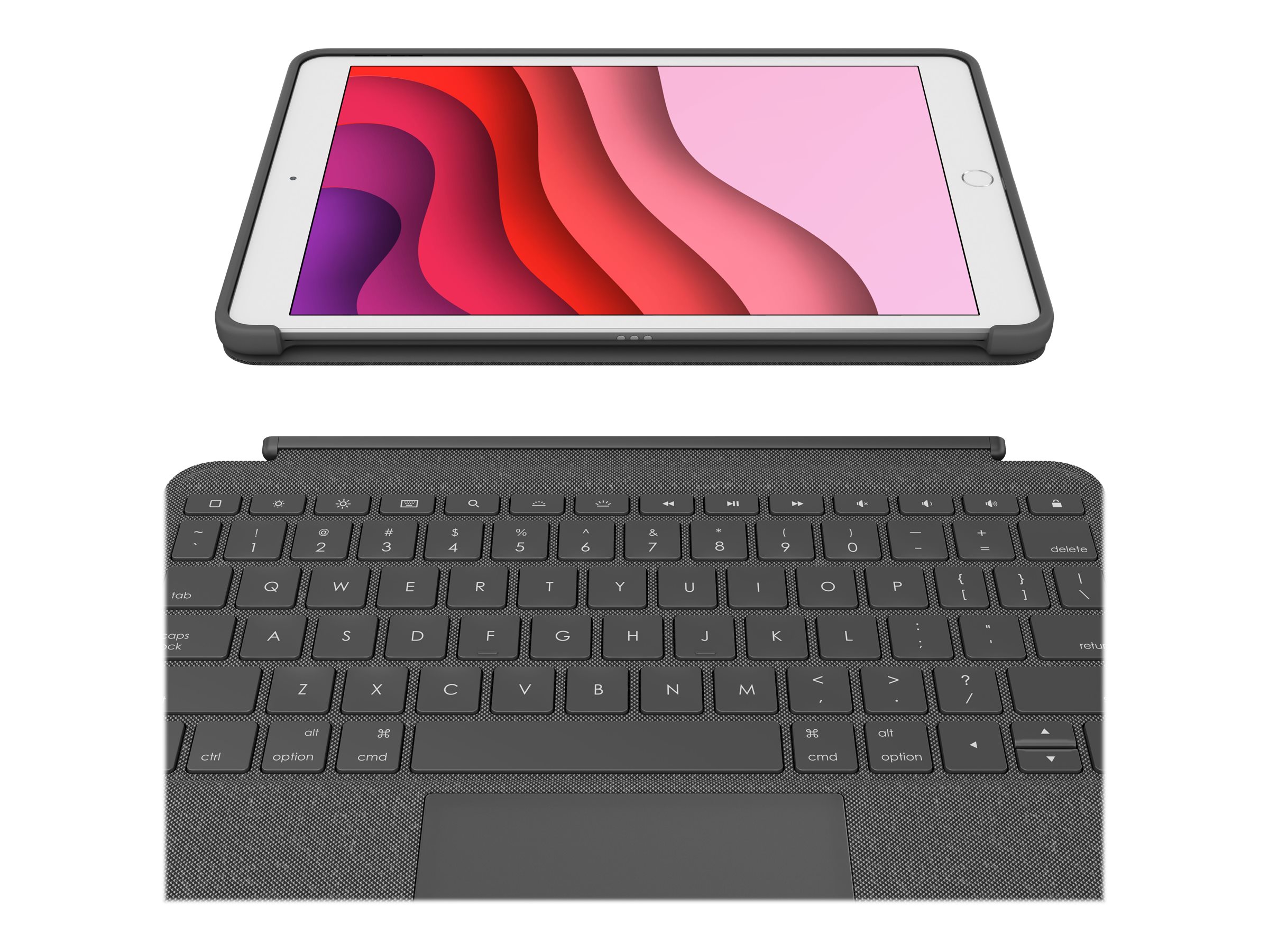 Logitech Combo Touch - Tastatur und Foliohülle - mit Trackpad - hintergrundbeleuchtet - Apple Smart connector - QWERTY - Pan Nordisch - Graphite - für Apple 10.2-inch iPad (7. Generation, 8. Generation, 9. Generation)