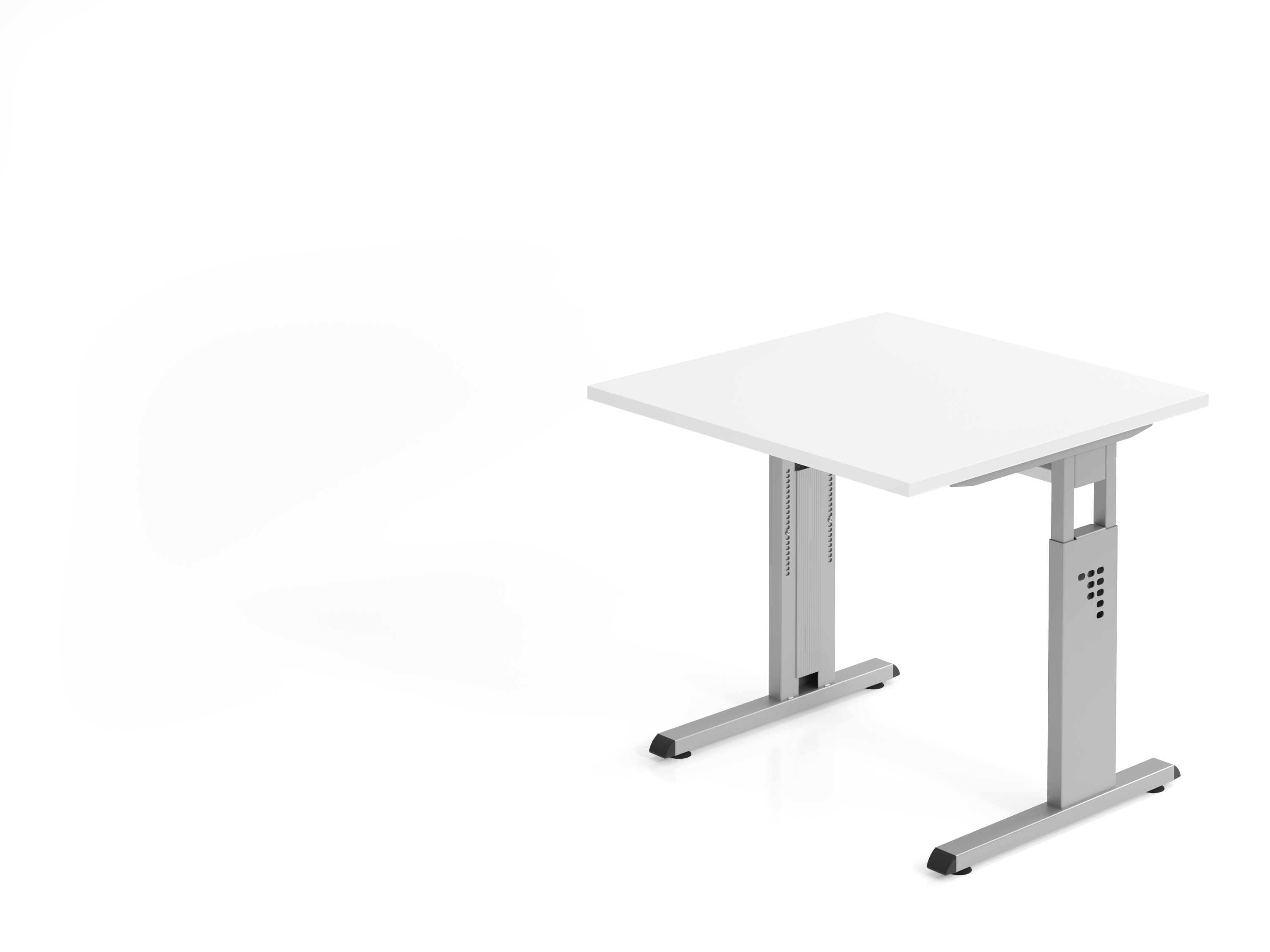 Schreibtisch C-Fuß 80x80cm Weiß/Silber