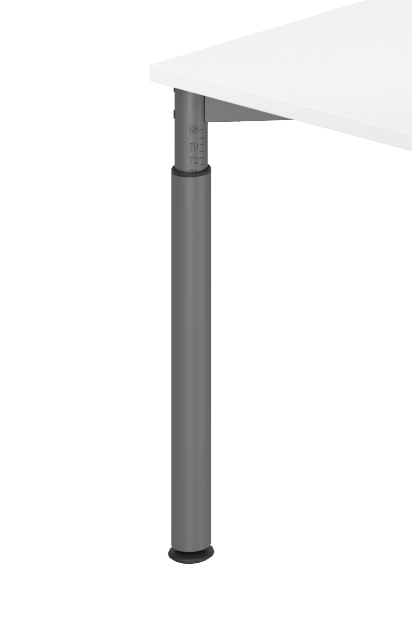 Schreibtisch 4Fuß-rd.80x80cm Weiß/Silber