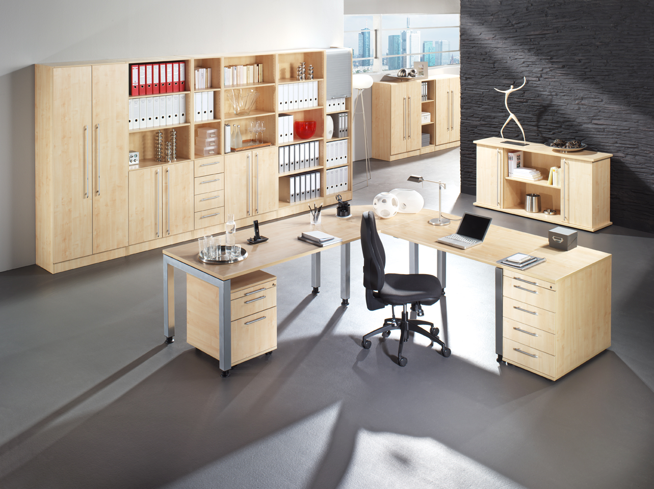 Winkeltisch U-Fuß eckig 200x120cm 90Â°Graphit