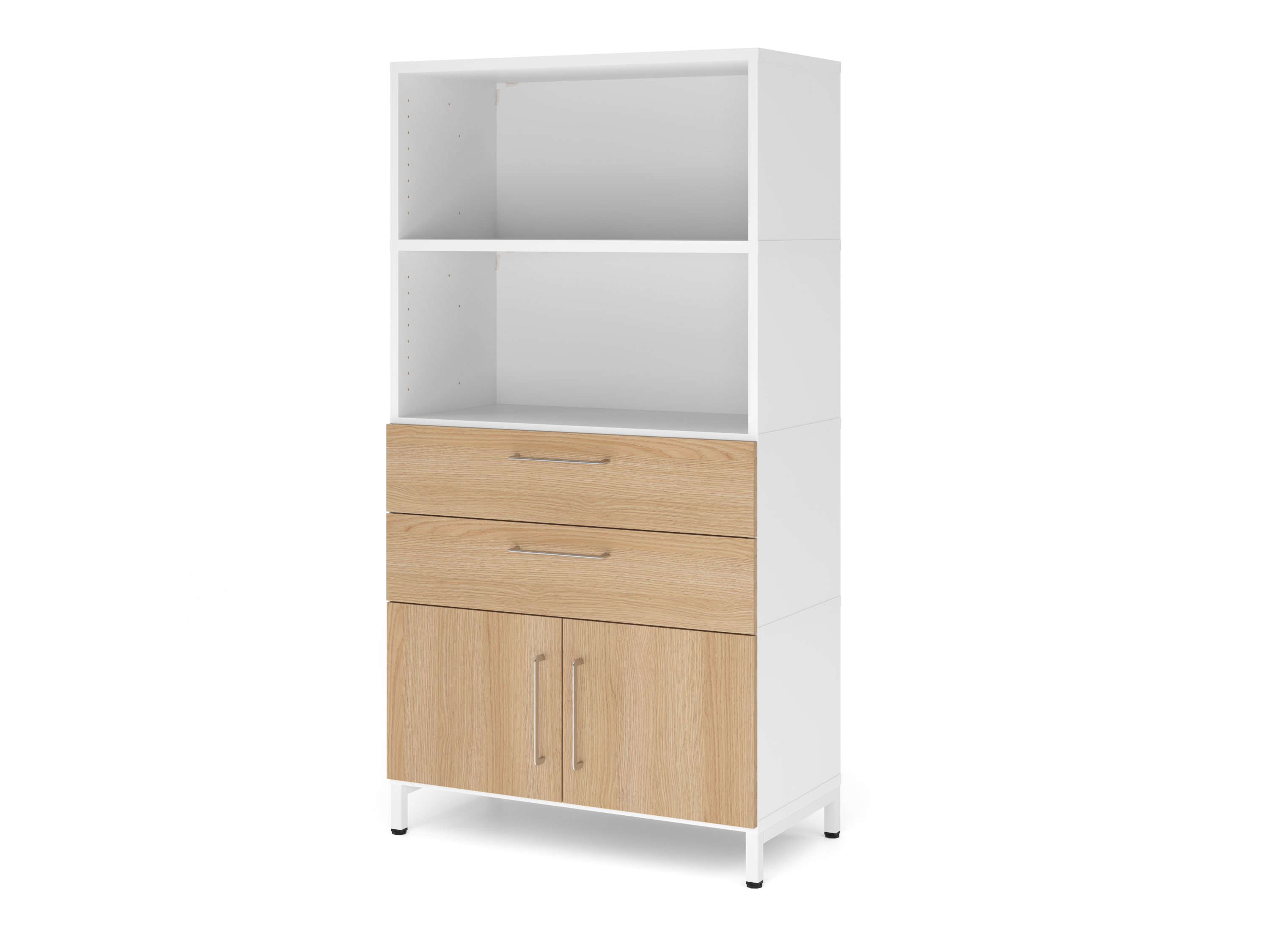Kombischrank, 4 OH, Sockel, weiß/eiche