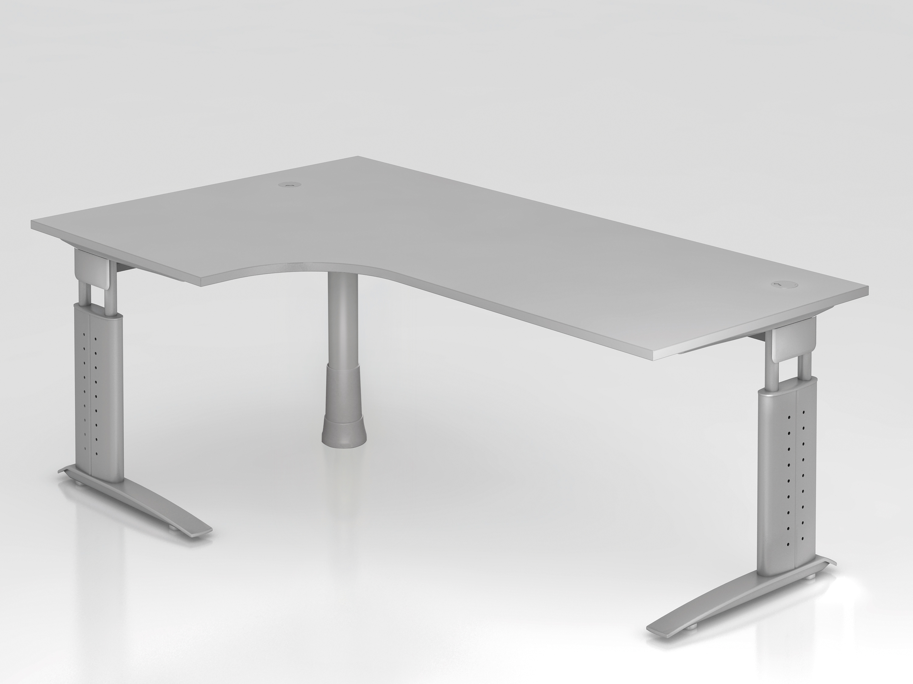 Winkeltisch C-Fuß 200x120cm 90Â°Grau/Silber
