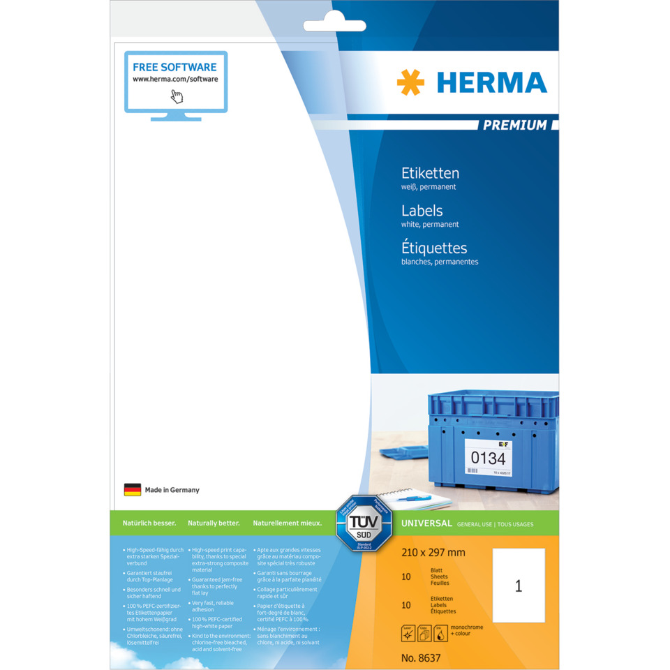 HERMA 8637  10 St. permanent haftend