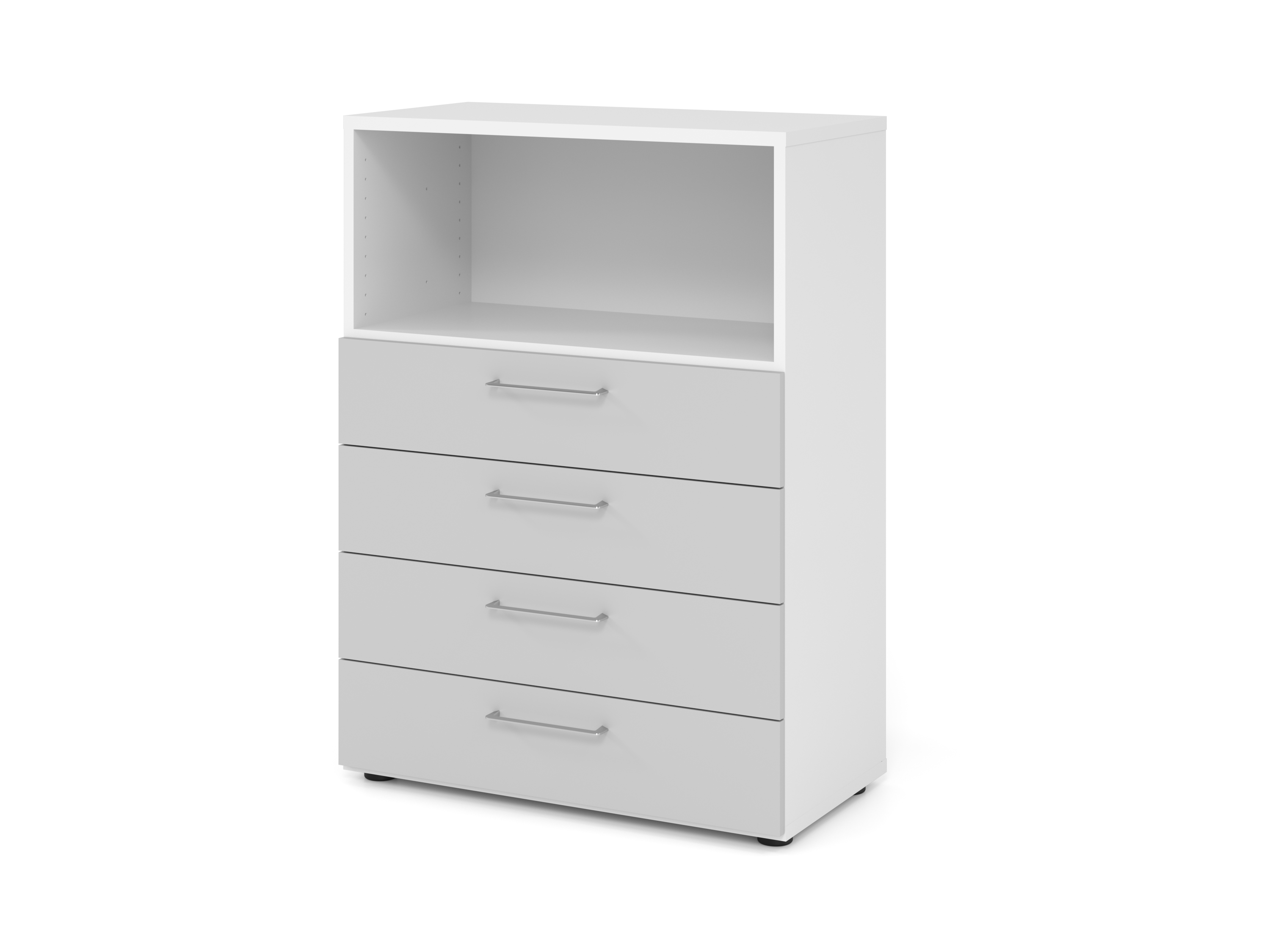 Regal 3OH, 4 Schübe, BS Weiß/Grau