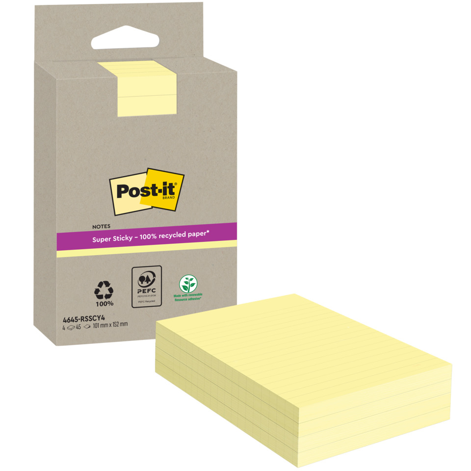 POST-IT 4645-RSSCY4 102x152mm liniert SS