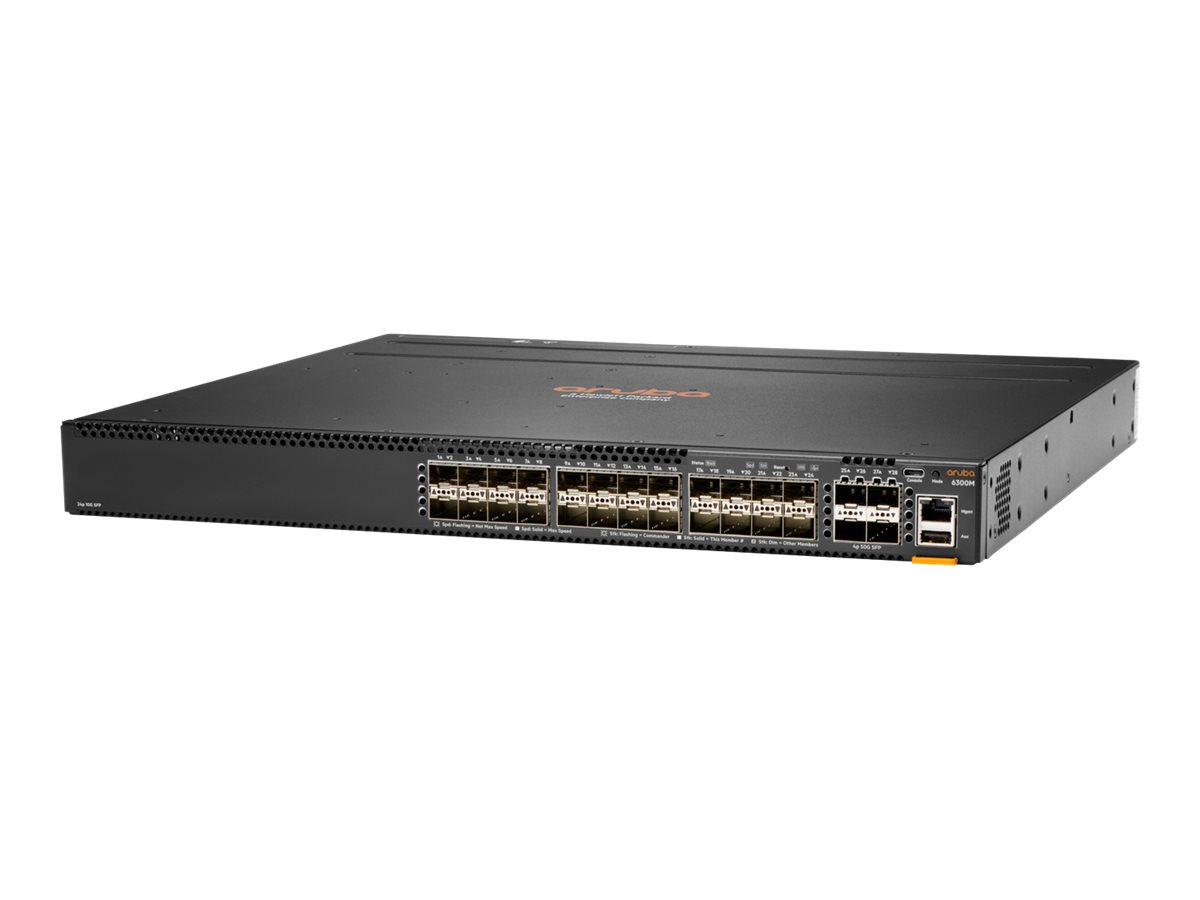HPE Aruba 6300M - Switch - L3 - managed - 24 x 1 Gigabit / 10 Gigabit SFP+ + 4 x 1 Gigabit / 10 Gigabit / 25 Gigabit / 50 Gigabit SFP56 (Uplink / Stacking)
