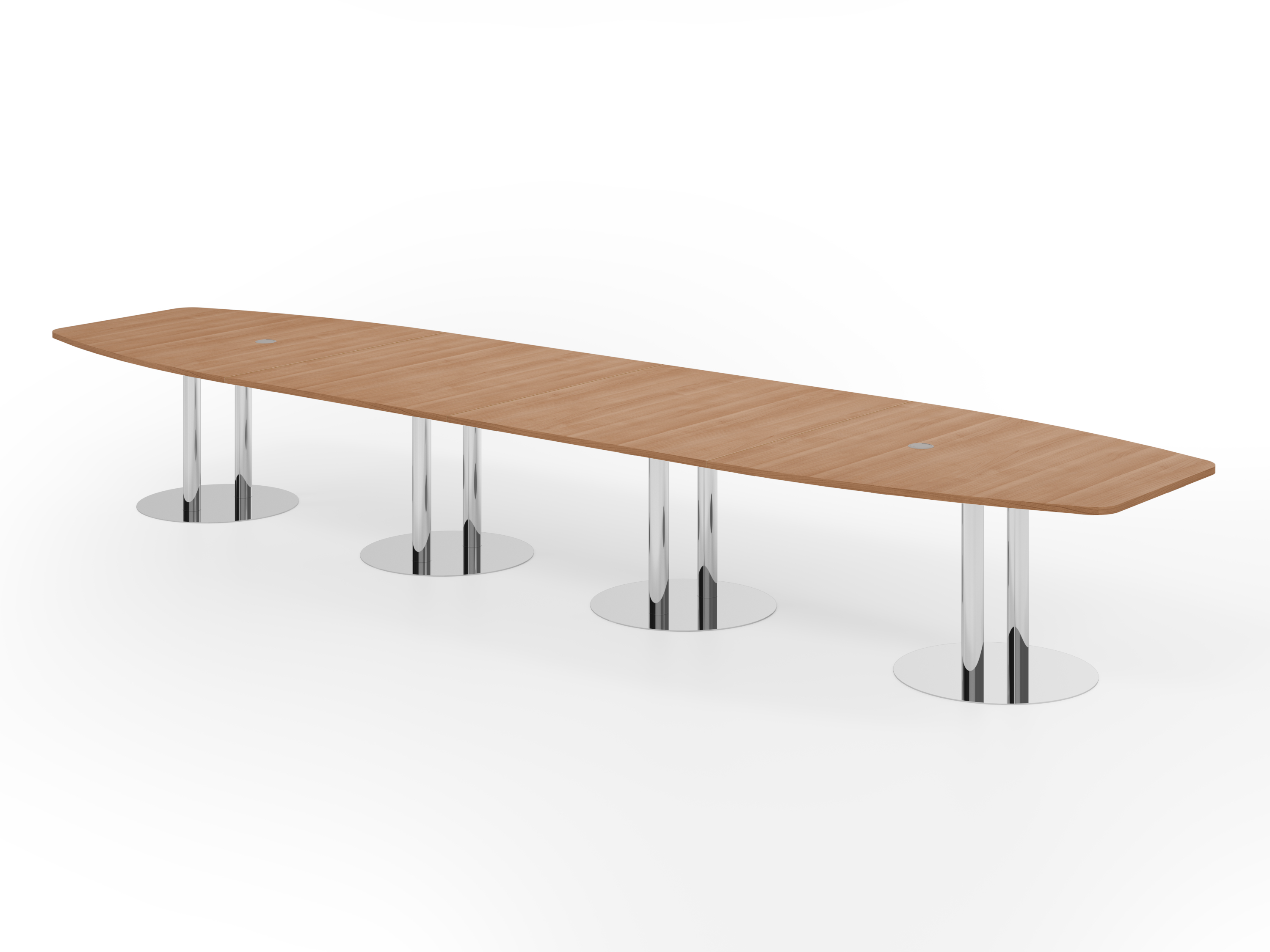 Konferenztisch 520cm Säulenfuß, Nussb./Chrom