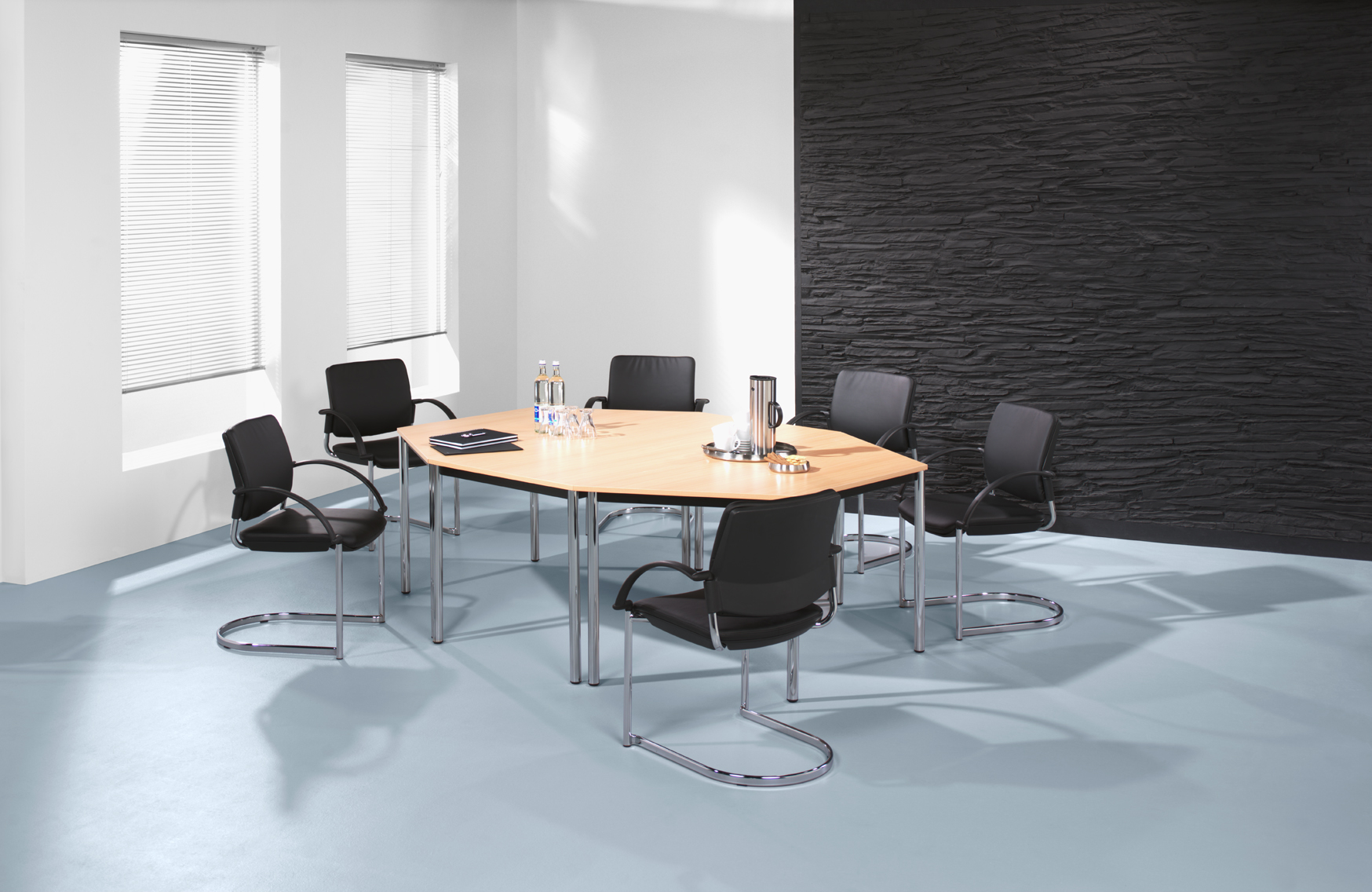 Besprechungstisch Rundfuß 160x80 Weiß/Schw.