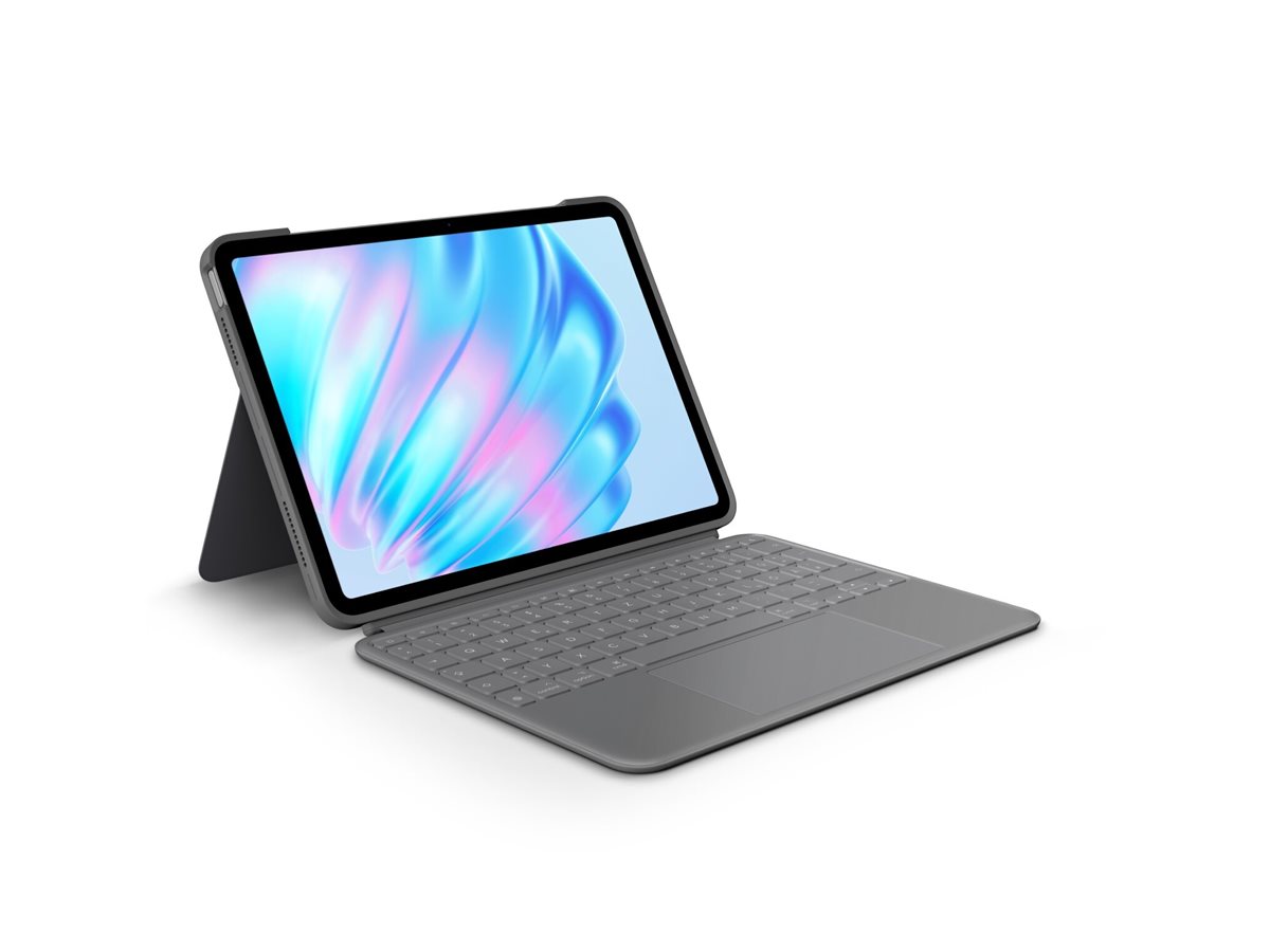 Logitech Combo Touch - Tastatur und Foliohülle - mit Trackpad - hintergrundbeleuchtet - Apple Smart connector - QWERTZ - Deutsch - Oxford Gray - für Apple 10.9-inch iPad Air (5. Generation)