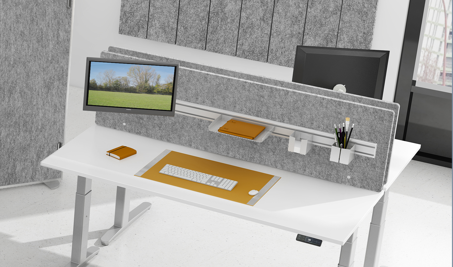 Akustik-ORGAwand 200cm, Grau-meliert