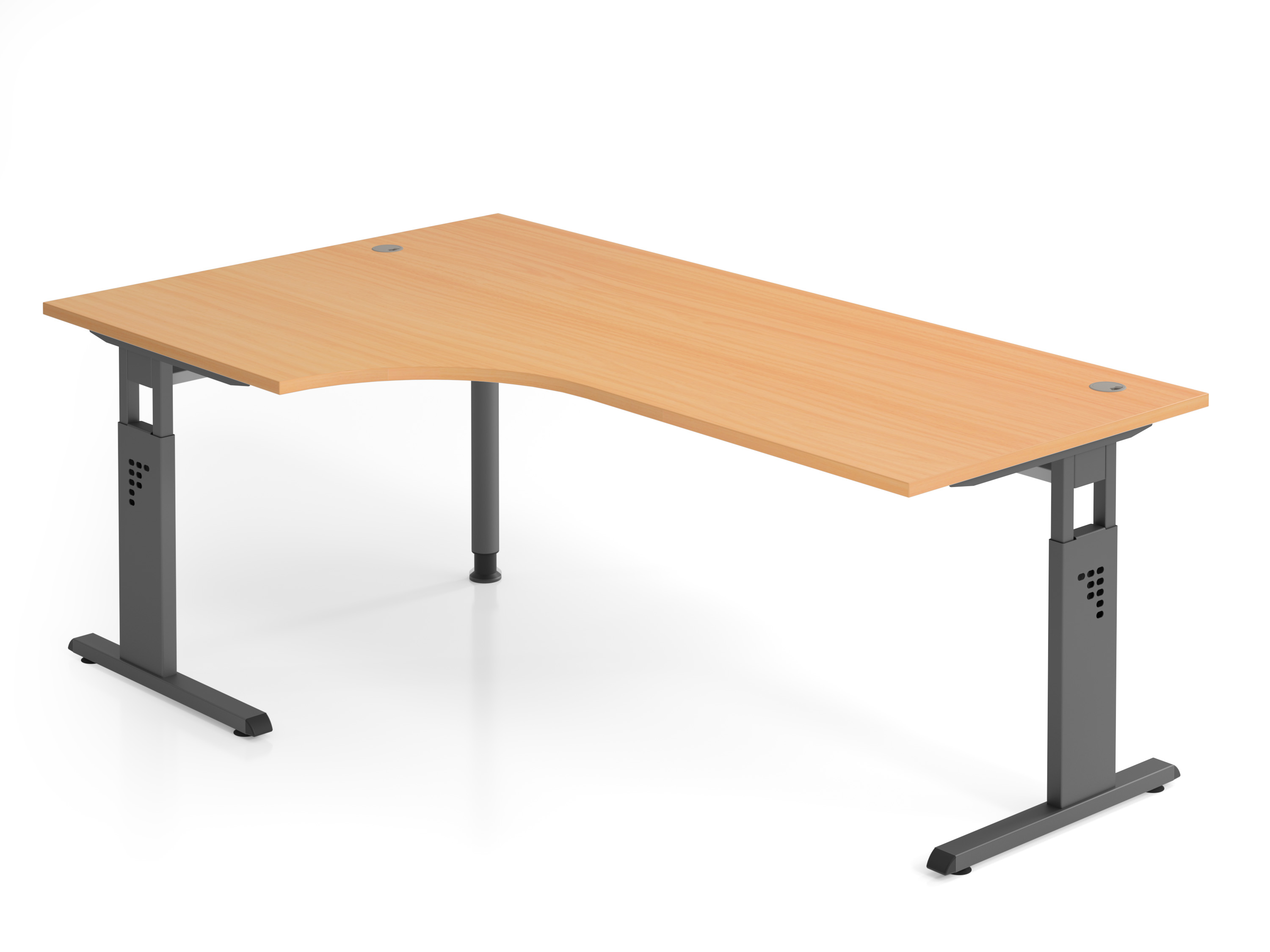 Winkeltisch C-Fuß 200x120cm 90Â°Buche/Graphit