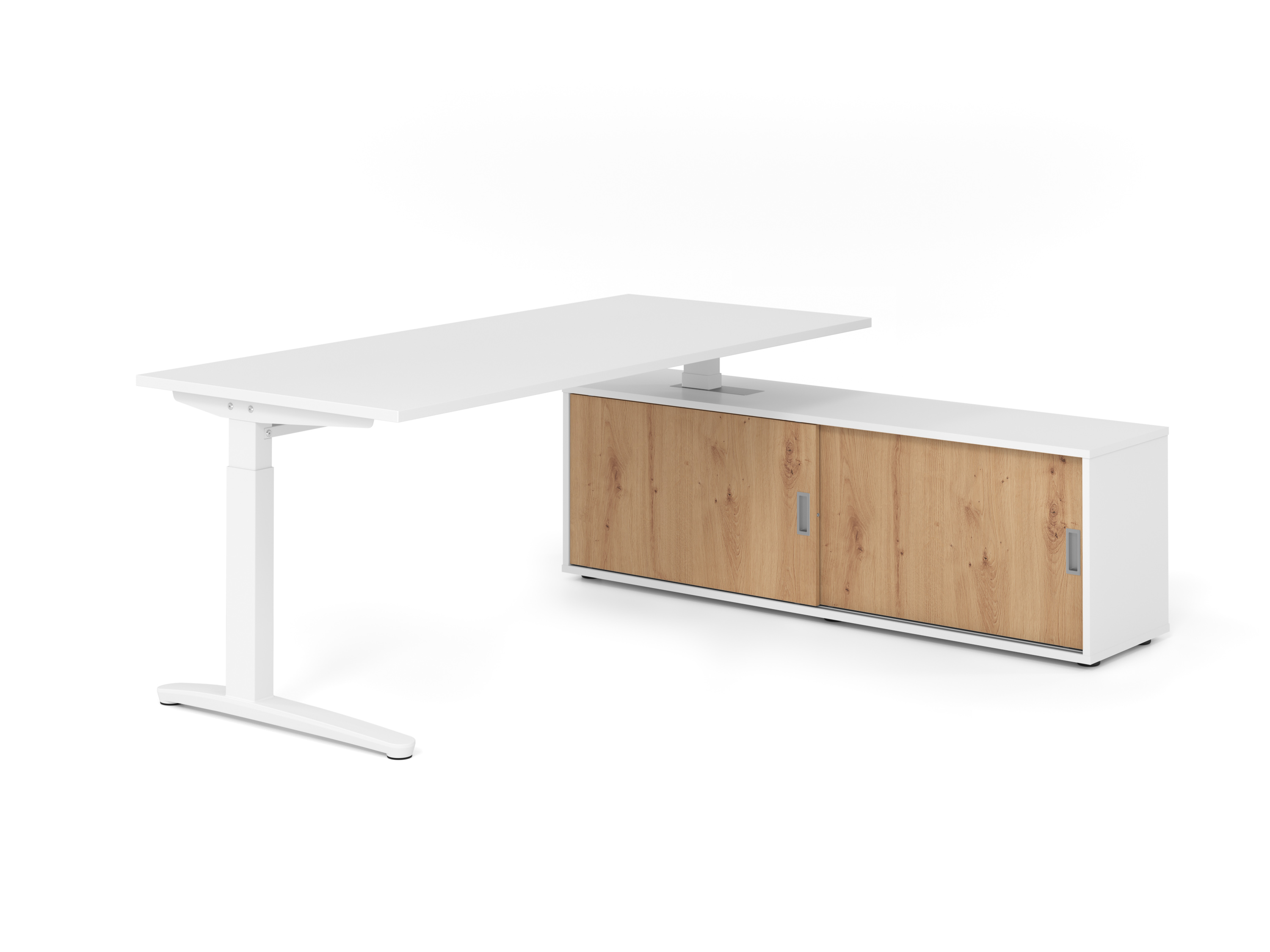 Schreibtischkombi 180x80cm, Weiß/Weiß