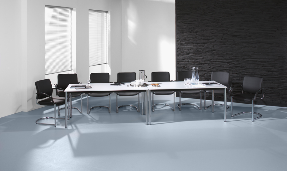 Besprechungstisch Rundfuß 160x80 Weiß/Schw.