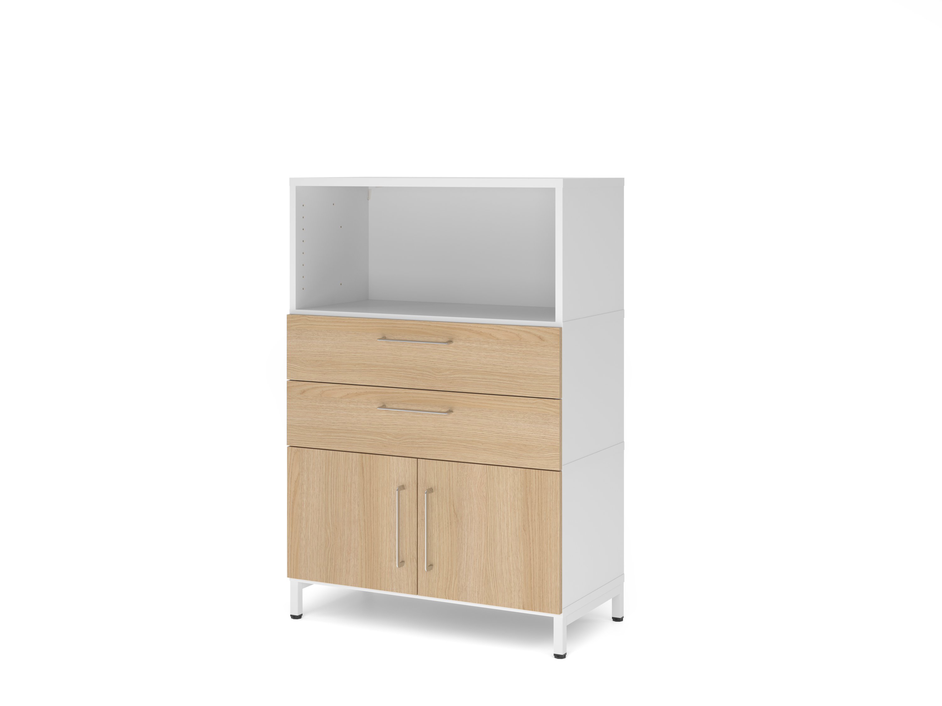 Kombischrank, 3OH, Sockel, weiß/eiche