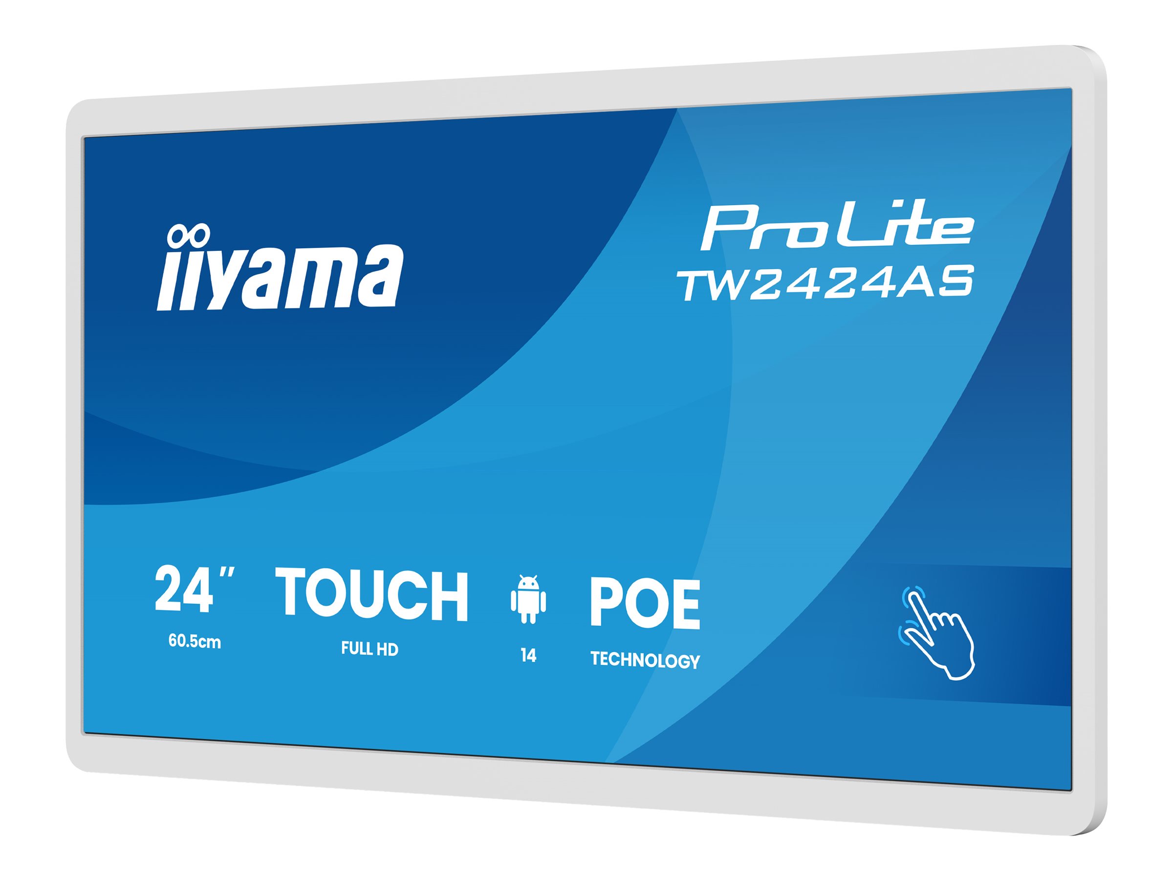 Iiyama ProLite TW2424AS-W3P - Android-PC - Touchscreen-PC - 1 RK3576 - RAM 4 GB - SSD - eMMC 32 GB - Mali-G52 MC3 - 1GbE, Bluetooth 5.3, Wi-Fi 6 - WLAN: 802.11a/b/g/n/ac/ax, Bluetooth 5.3 - Android 14 - Monitor: LED 60.5 cm (23.8")