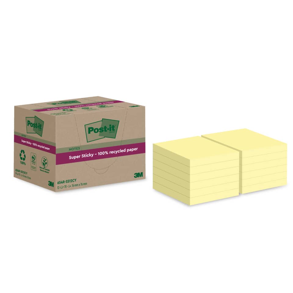 POST-IT 654 RSS12CY 76x76mm Super Sticky