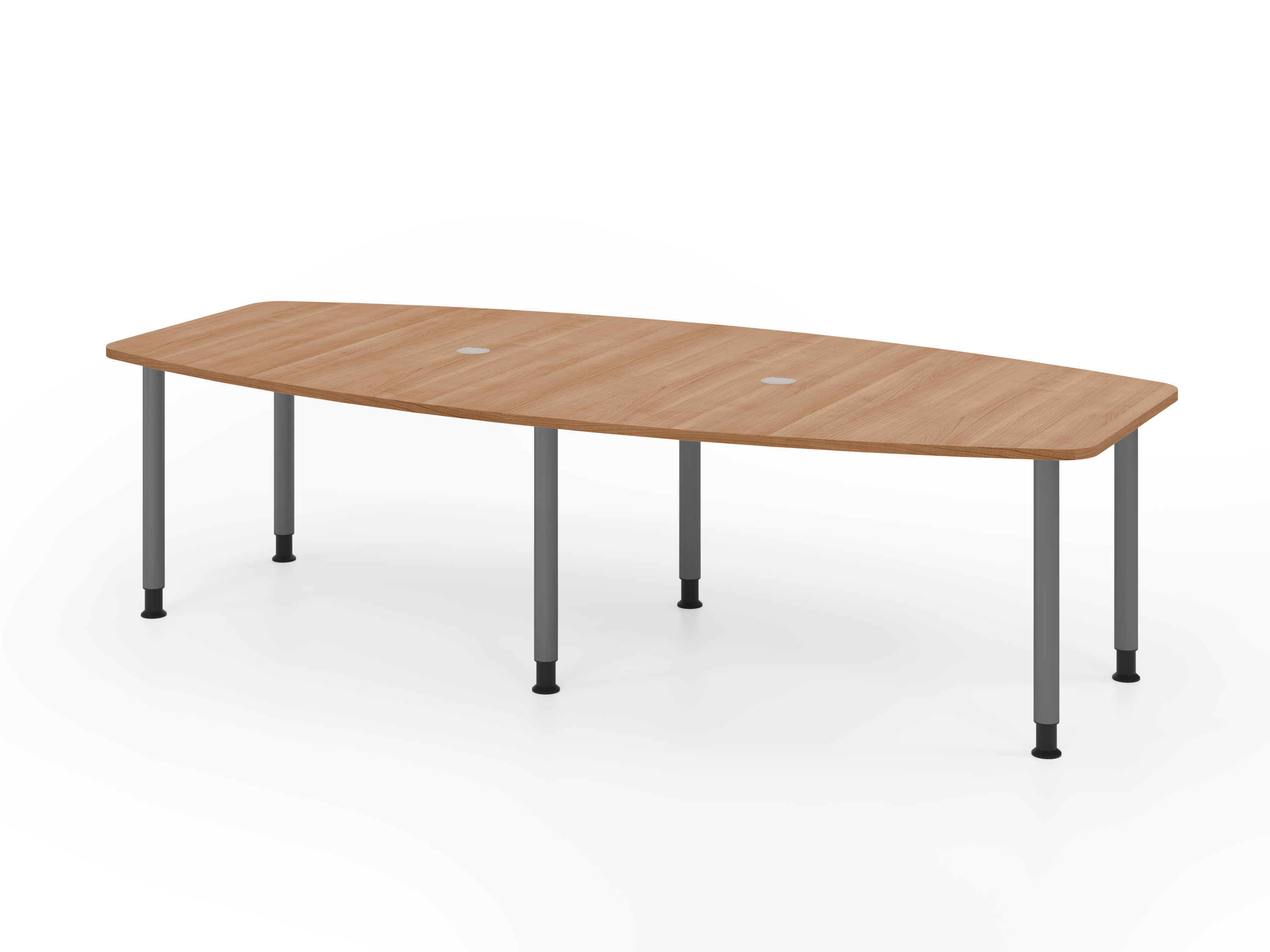 Konferenztisch 280cm/6 Rundrohrfüße Nussbaum