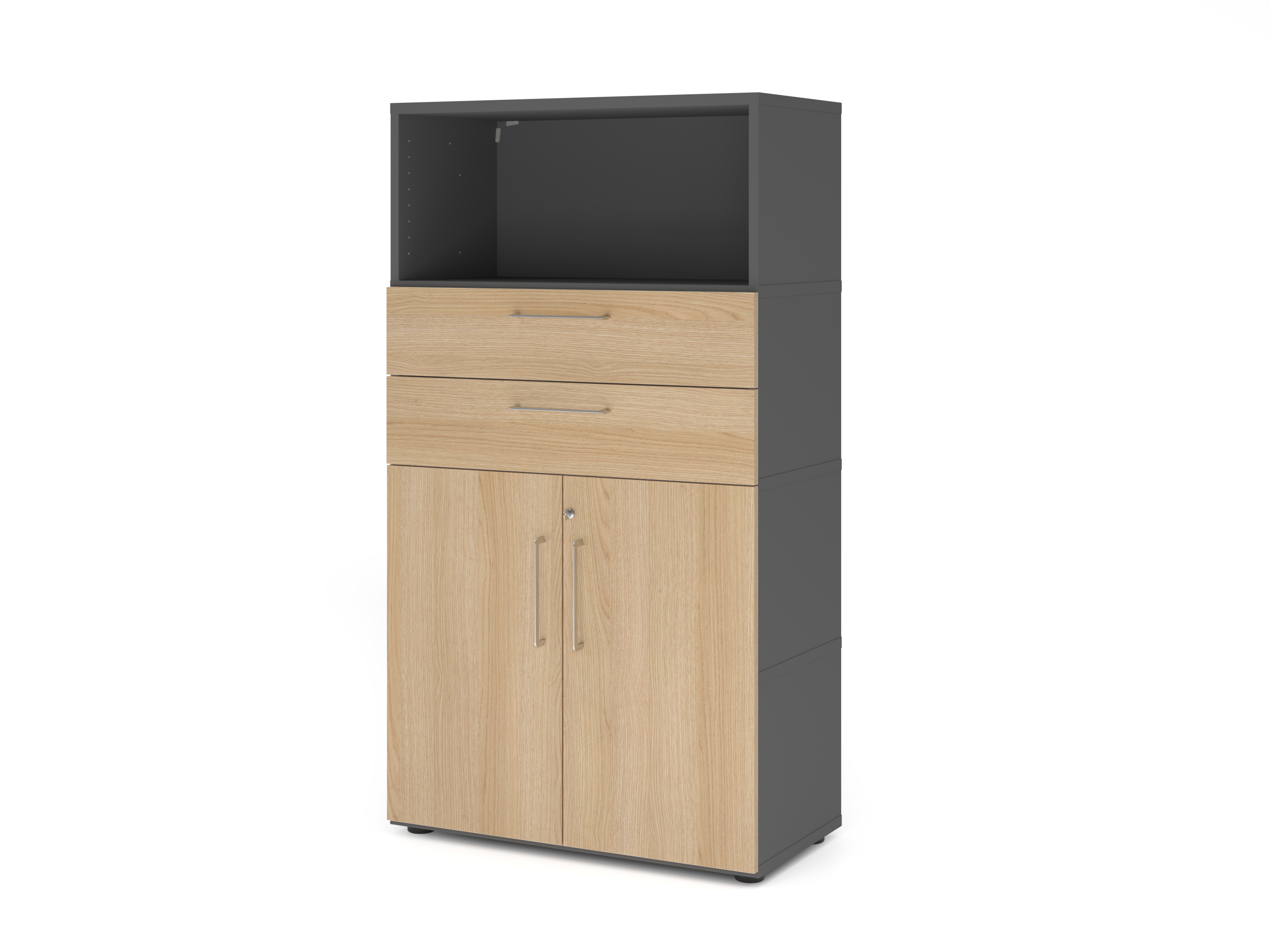 Kombischrank, 4OH, graphit/eiche