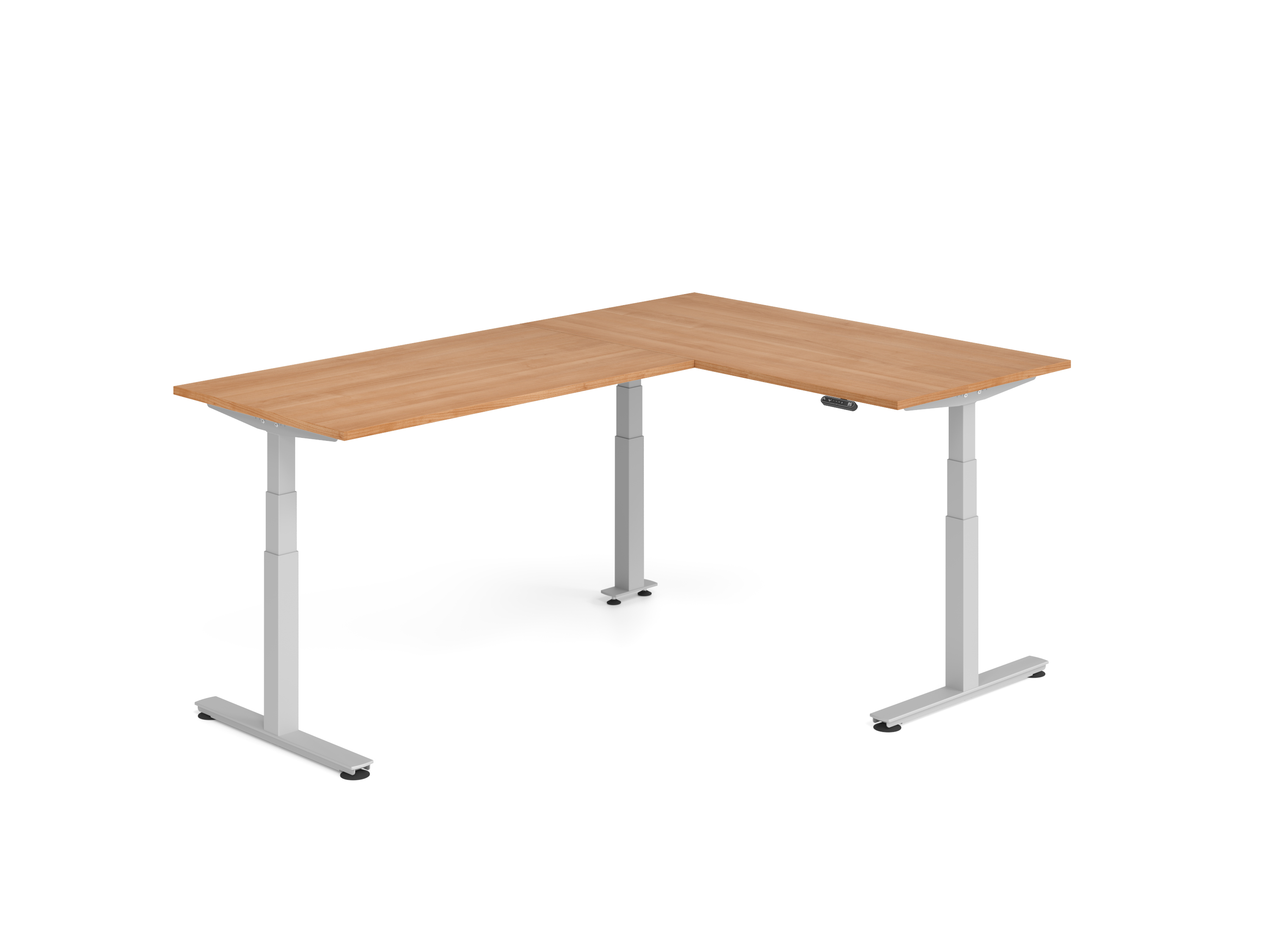 Sitz-Steh-Winkeltisch 160x240cm Nussb./Silber