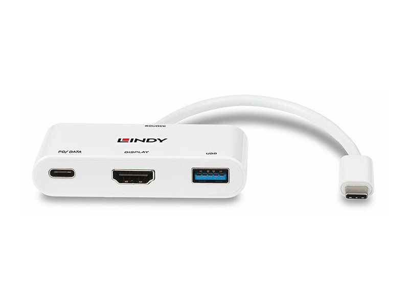 Lindy Videoadapter - 24 pin USB-C männlich zu HDMI, USB Typ A, USB-C (nur Spannung)