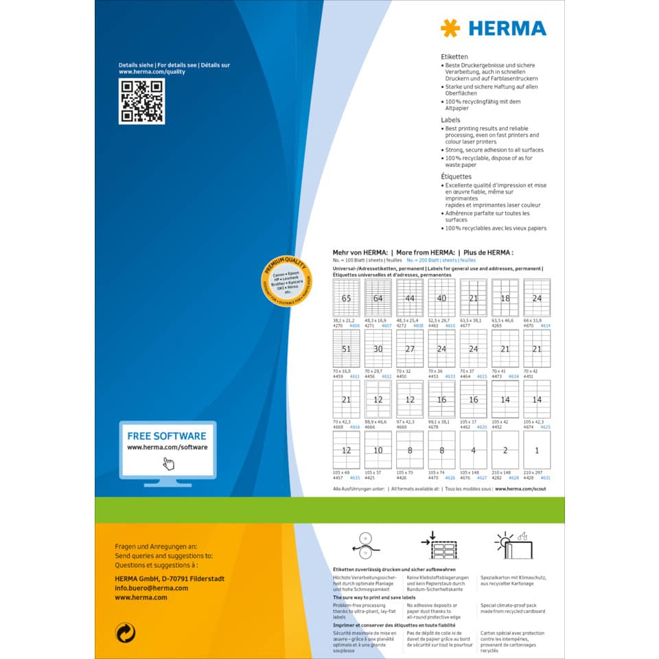 HERMA 4628 Premium 400 St. permanent