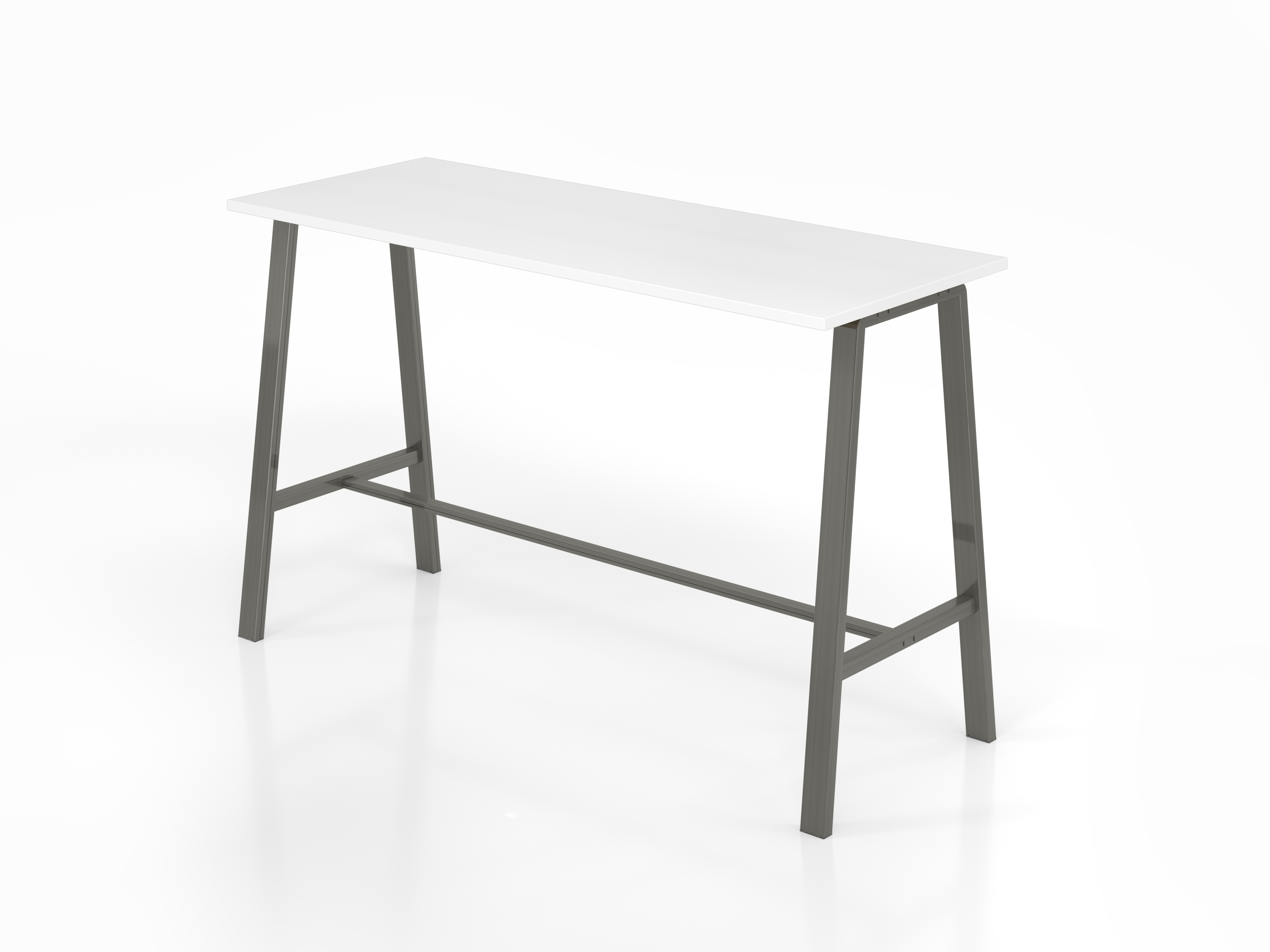 Stehtisch 175x68x104cm (BxTxH) weiß/Stahl