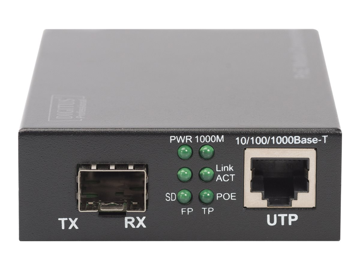 DIGITUS Gigabit PoE Medienkonverter, RJ45 / SFP, PSE