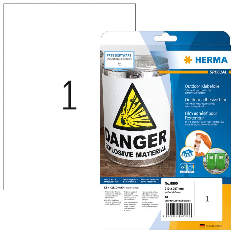 HERMA 9500 wetterf. 10 St. extra stark