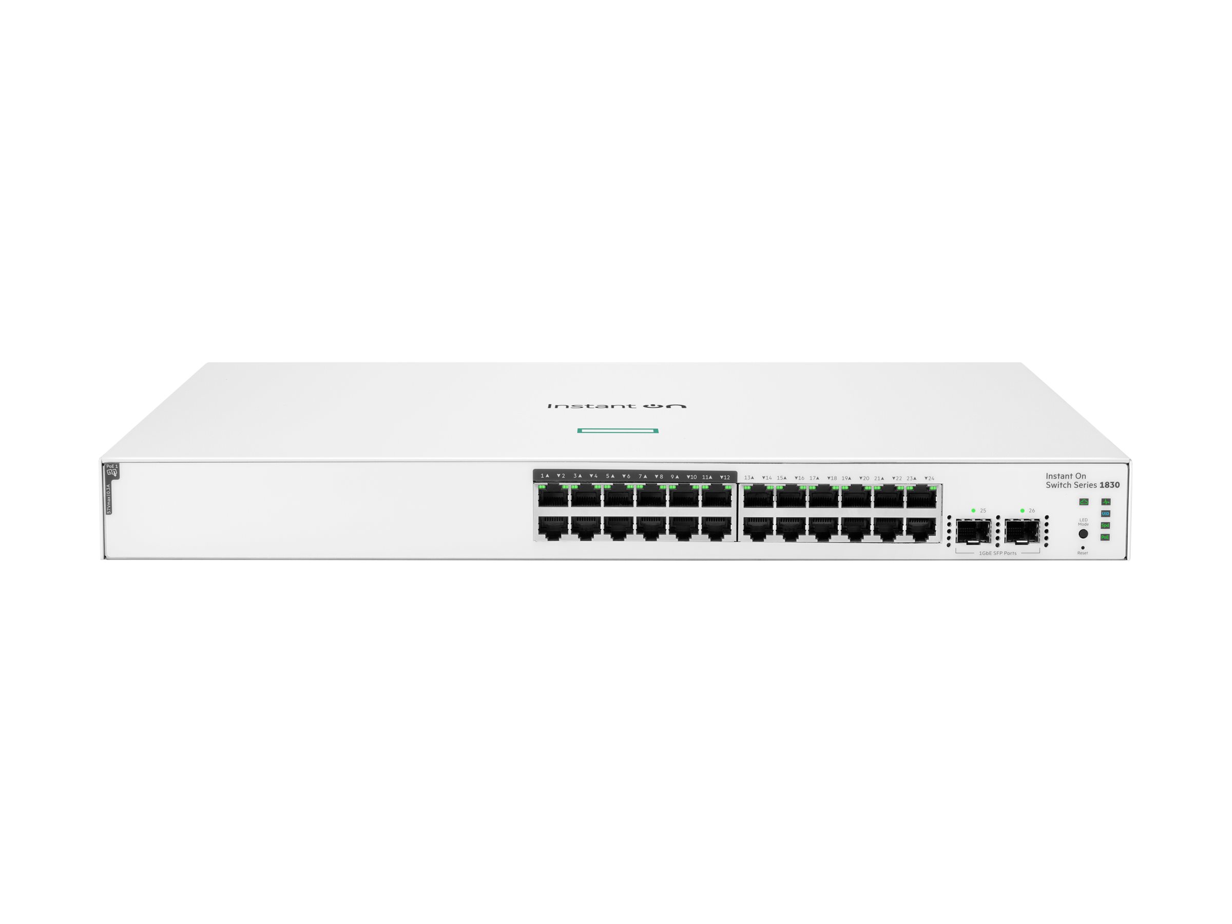 HPE Networking Instant On 1830 24G 12p Class4 PoE 2SFP 195W Switch - Switch - Smart - 12 x 10/100/1000 + 12 x 10/100/1000 (PoE+)