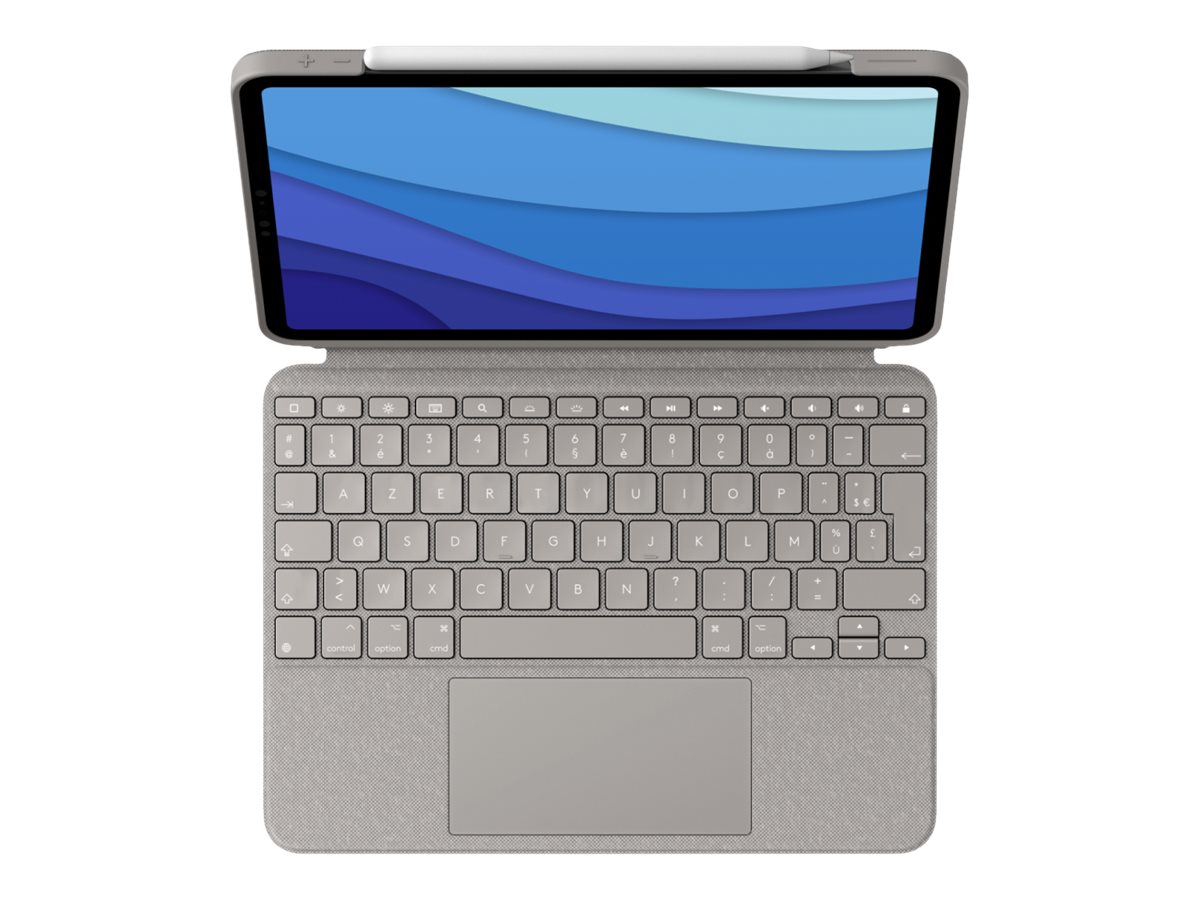 Logitech Combo Touch - Tastatur und Foliohülle - mit Trackpad - hintergrundbeleuchtet - Apple Smart connector - AZERTY - Französisch - Sand - für Apple 11-inch iPad Pro (1. Generation, 2. Generation, 3. Generation)