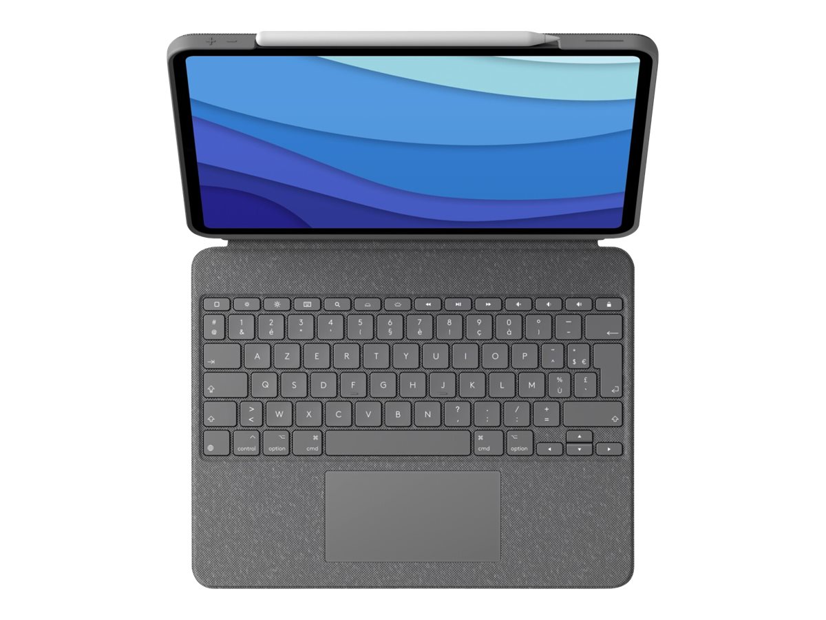Logitech Combo Touch - Tastatur und Foliohülle - mit Trackpad - hintergrundbeleuchtet - Apple Smart connector - AZERTY - Französisch - Oxford Gray - für Apple 11-inch iPad Pro (1. Generation, 2. Generation, 3. Generation)