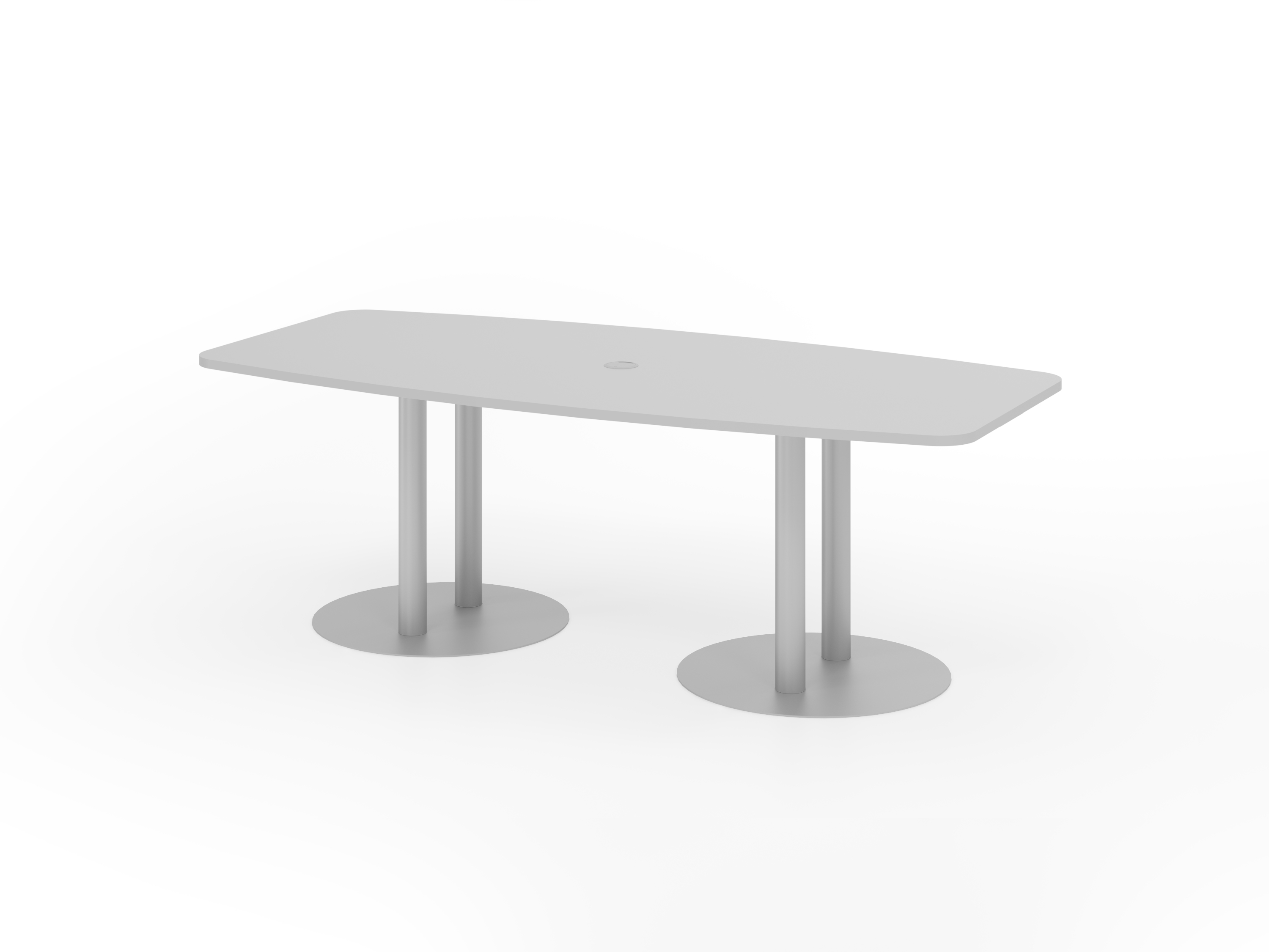 Konferenztisch 220cm Säulenfuß, Grau/Silber