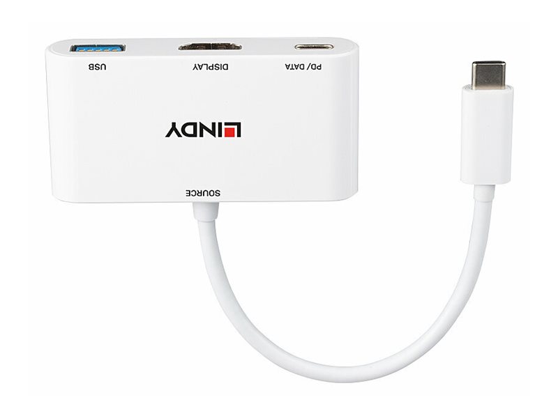 Lindy Videoadapter - 24 pin USB-C männlich zu HDMI, USB Typ A, USB-C (nur Spannung)