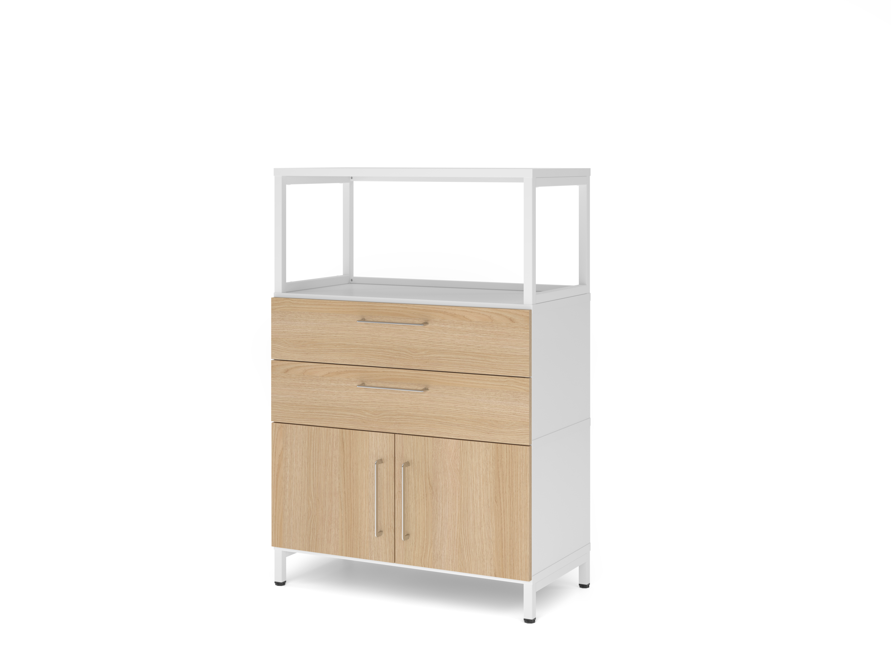 Kombischrank, 3OH, Sockel, weiß/eiche