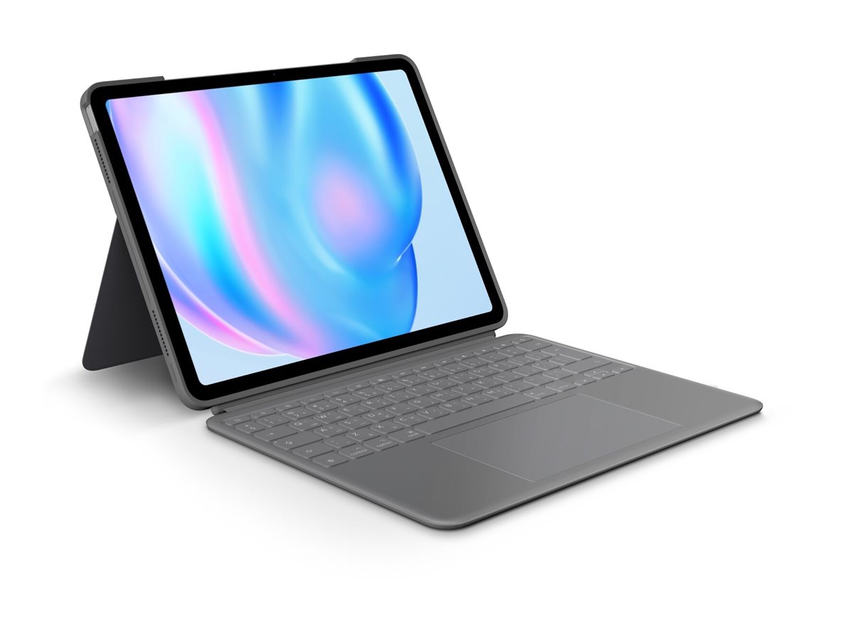 Logitech Combo Touch - Tastatur und Foliohülle - mit Trackpad - hintergrundbeleuchtet - Apple Smart connector - AZERTY - Französisch - Oxford Gray - für Apple 13-inch iPad Air (M2, M3)