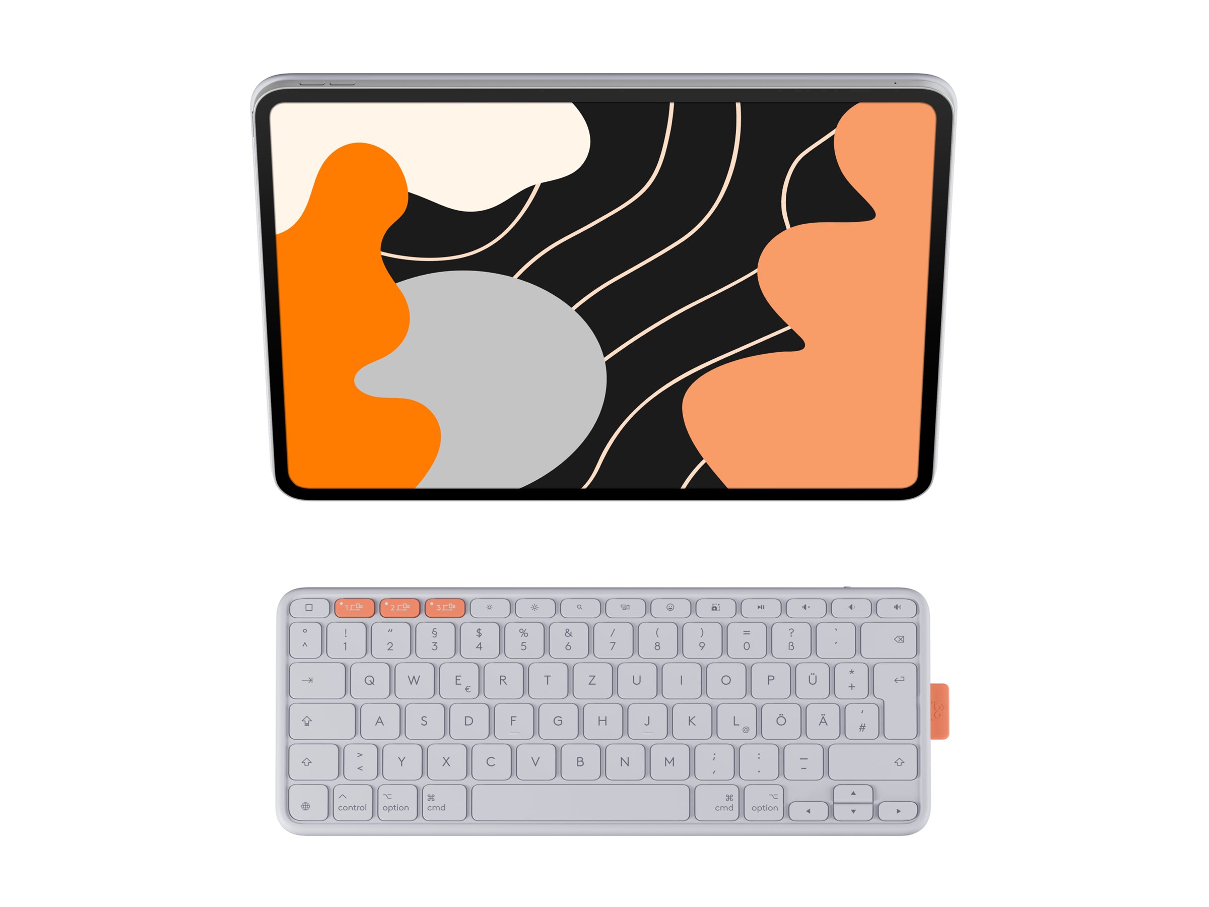 Logitech Flip Folio - Tastatur und Foliohülle - full size - kabellos - Bluetooth 5.1 LE - QWERTZ - Deutsch - Pale Gray - für Apple 13-inch iPad Air (M2, M3)
