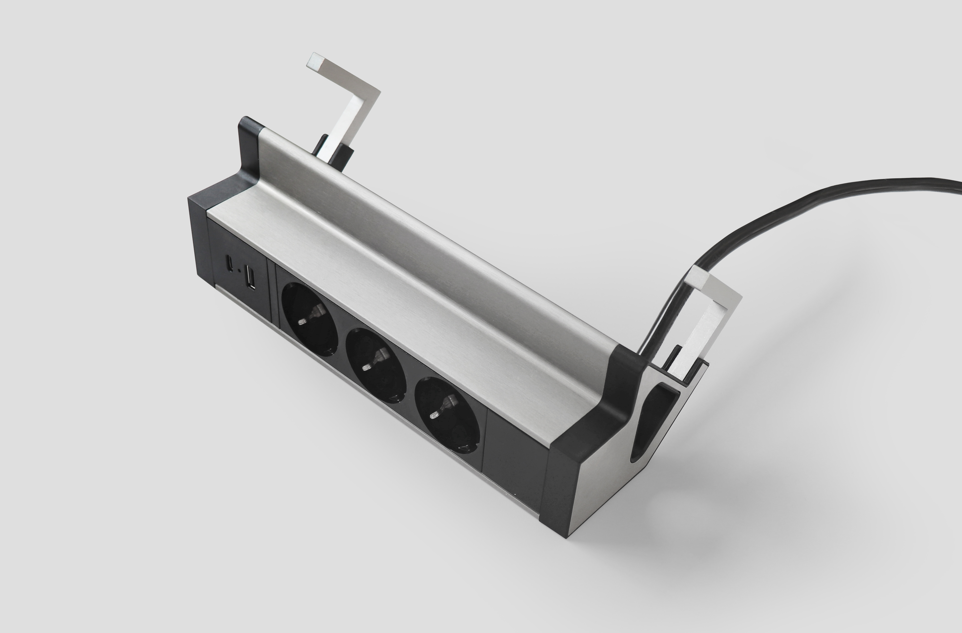 Steckdosenleiste anklemmbar, Schwarz