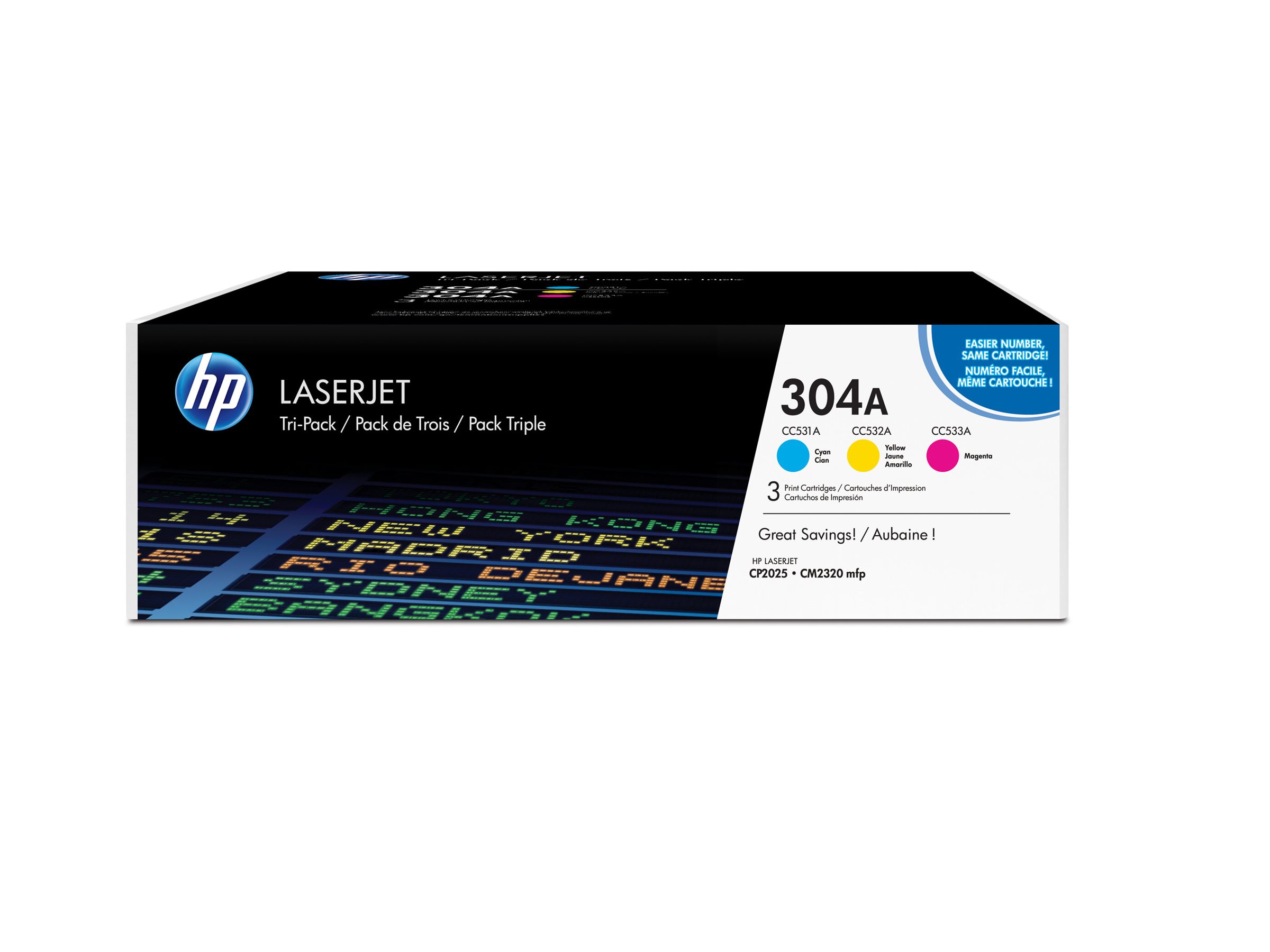 HP 304A - 3er-Pack - Gelb, Cyan, Magenta - original - LaserJet - Tonerpatrone (CF372AM)