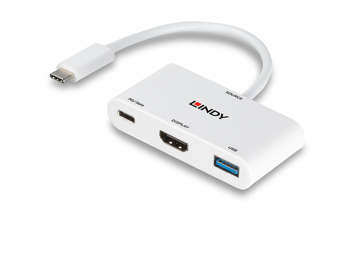 Lindy Videoadapter - 24 pin USB-C männlich zu HDMI, USB Typ A, USB-C (nur Spannung)