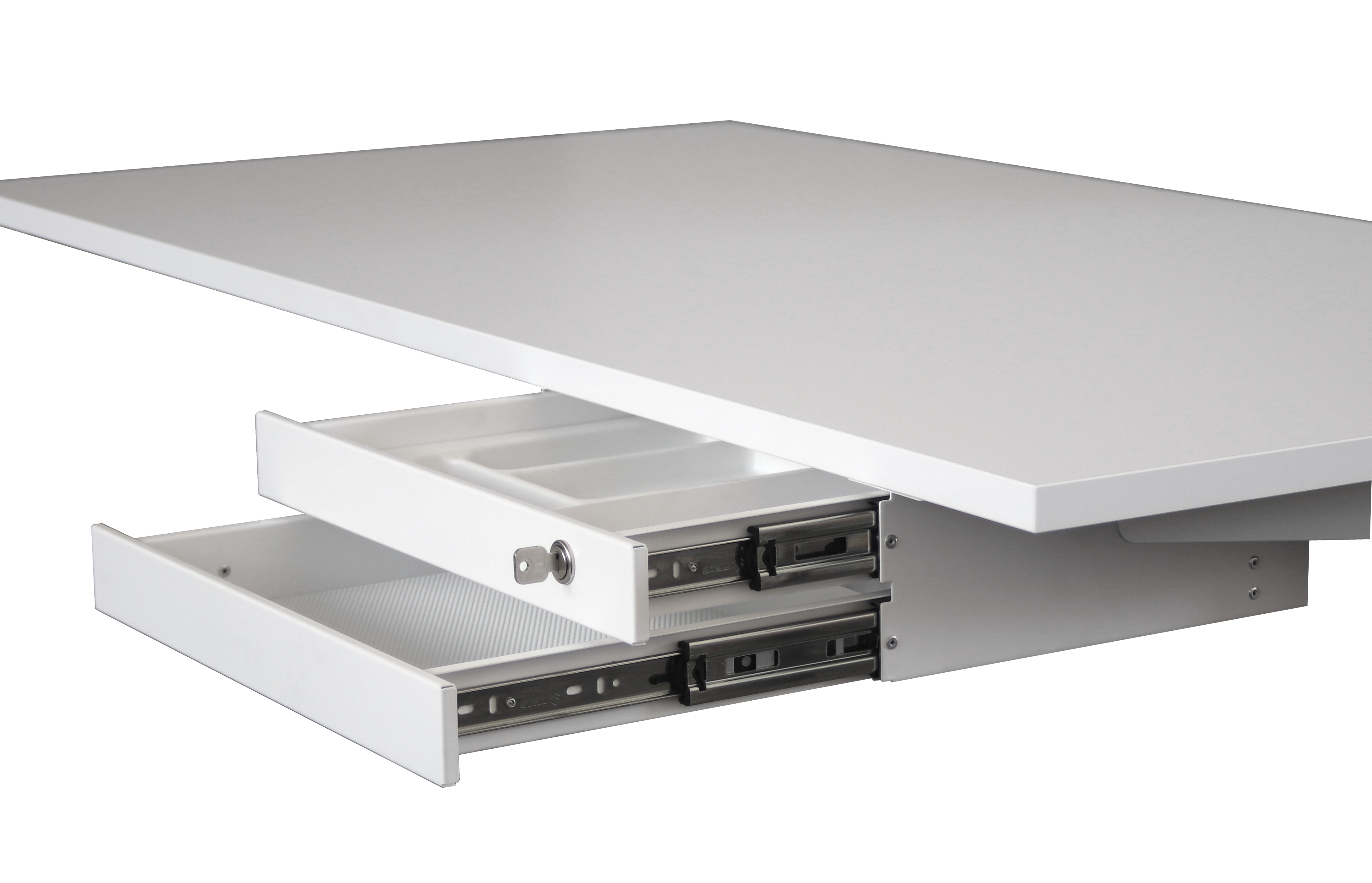 Unterbauschublade für Laptop, Metall, weiß