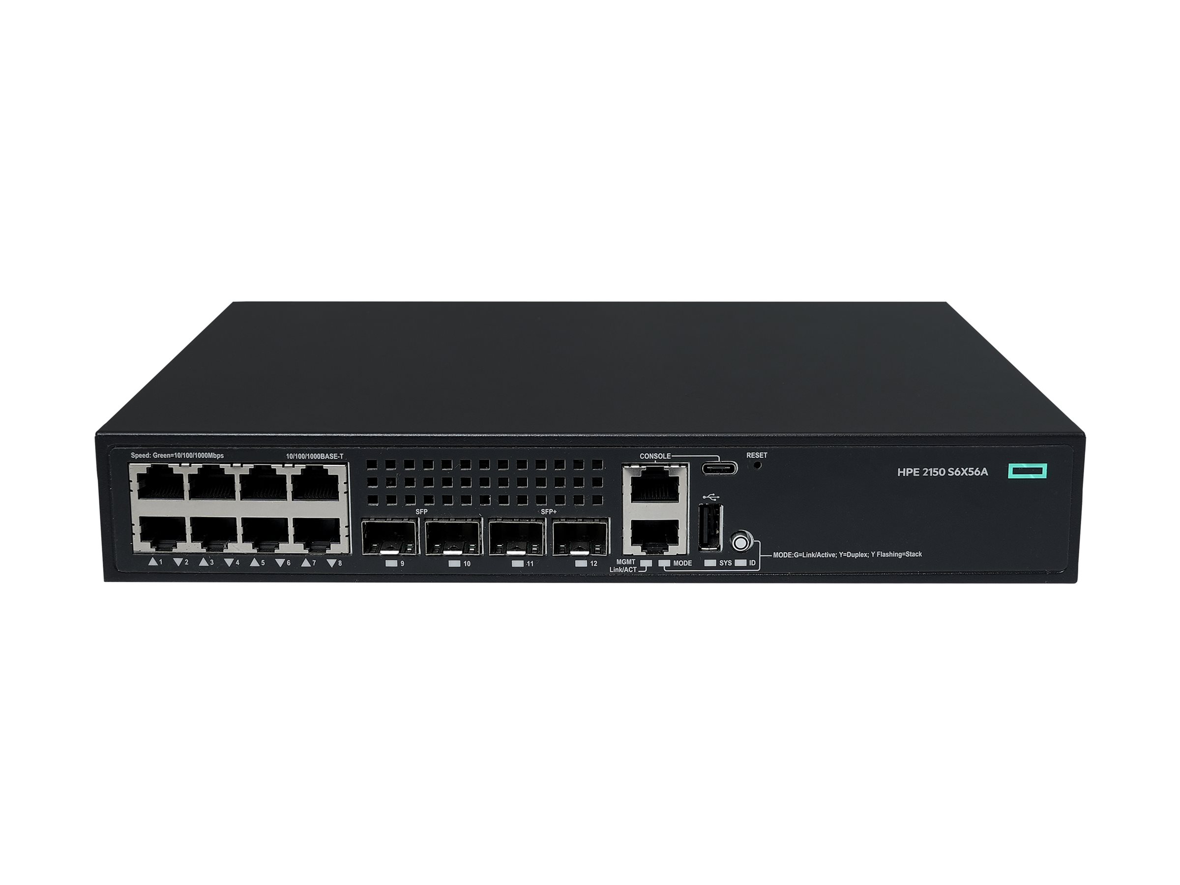 HPE Networking Comware 2150 8p 10M/100M/1G 2p SFP 1G 2p SFP+ 1G/10G - Switch - L3 - managed - 8 x 10/100/1000Base-T + 2 x 1000Base-X SFP + 2 x 1 Gigabit / 10 Gigabit SFP+ (Uplink / Stacking)