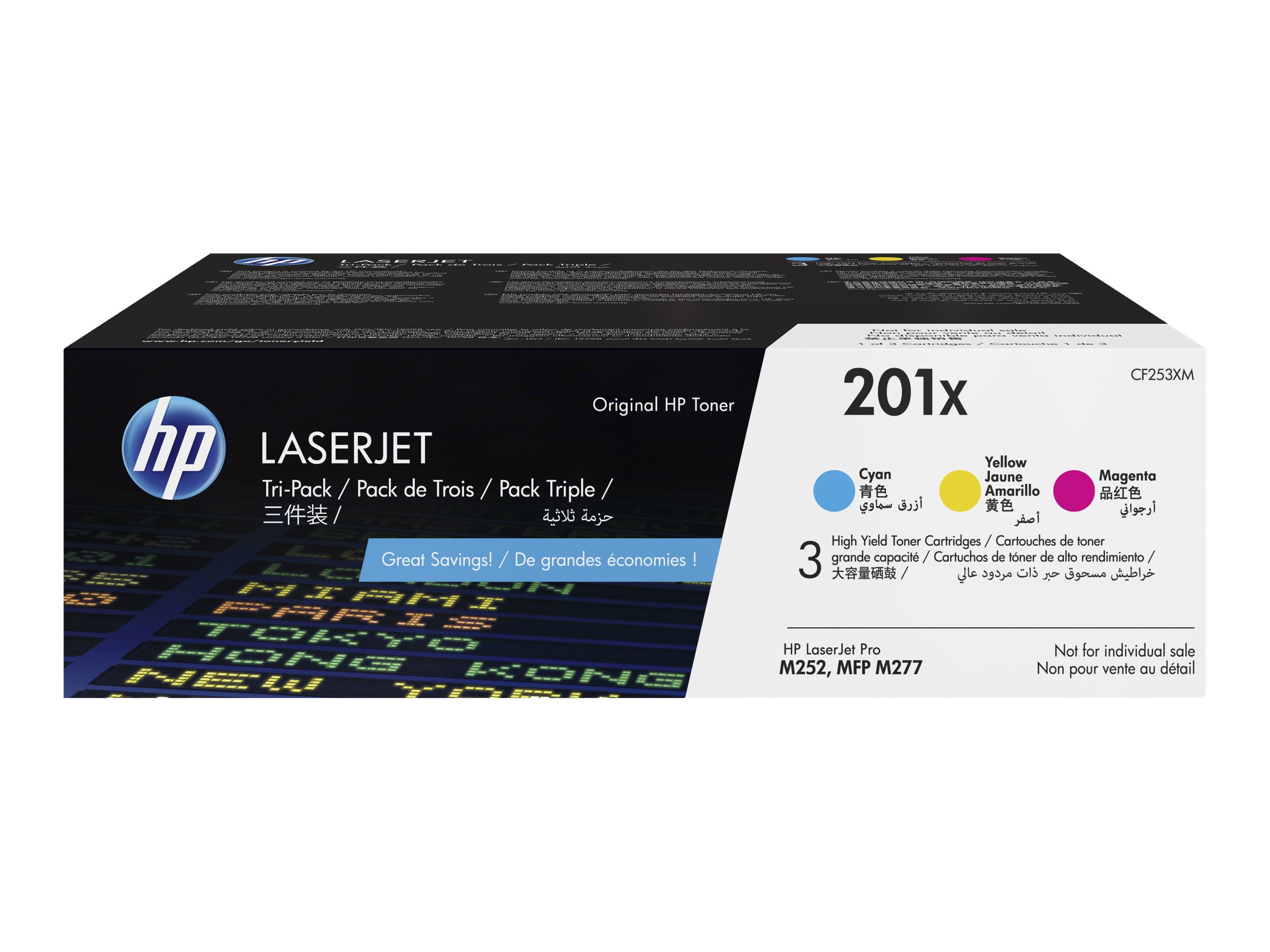 HP 201X - 3er-Pack - Hohe Ergiebigkeit - Gelb, Cyan, Magenta - original - LaserJet - Tonerpatrone (CF253XM)