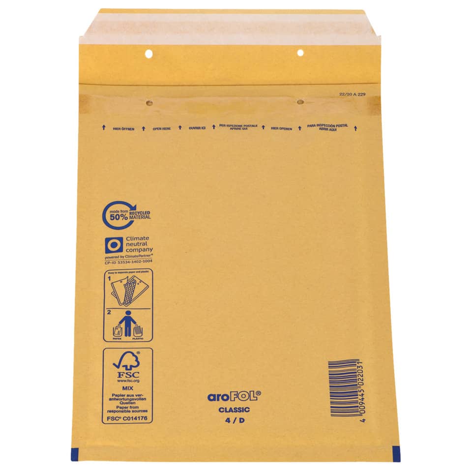 Luftpolstertaschen Nr. 4, 180x265 mm, braun, 10 Stück