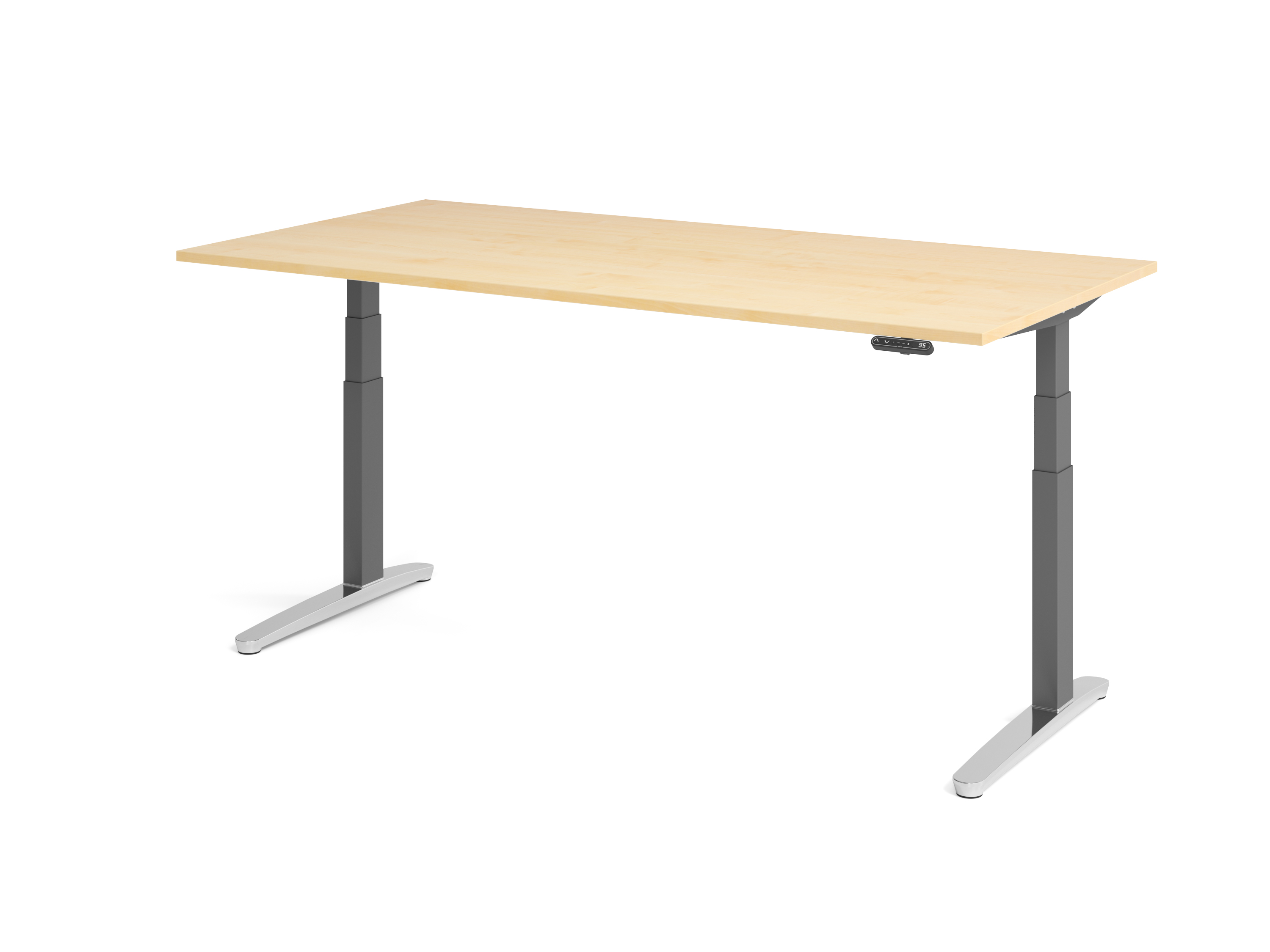 Sitz-Steh-Schreibtisch el.200x100cm Ahorn/Gra