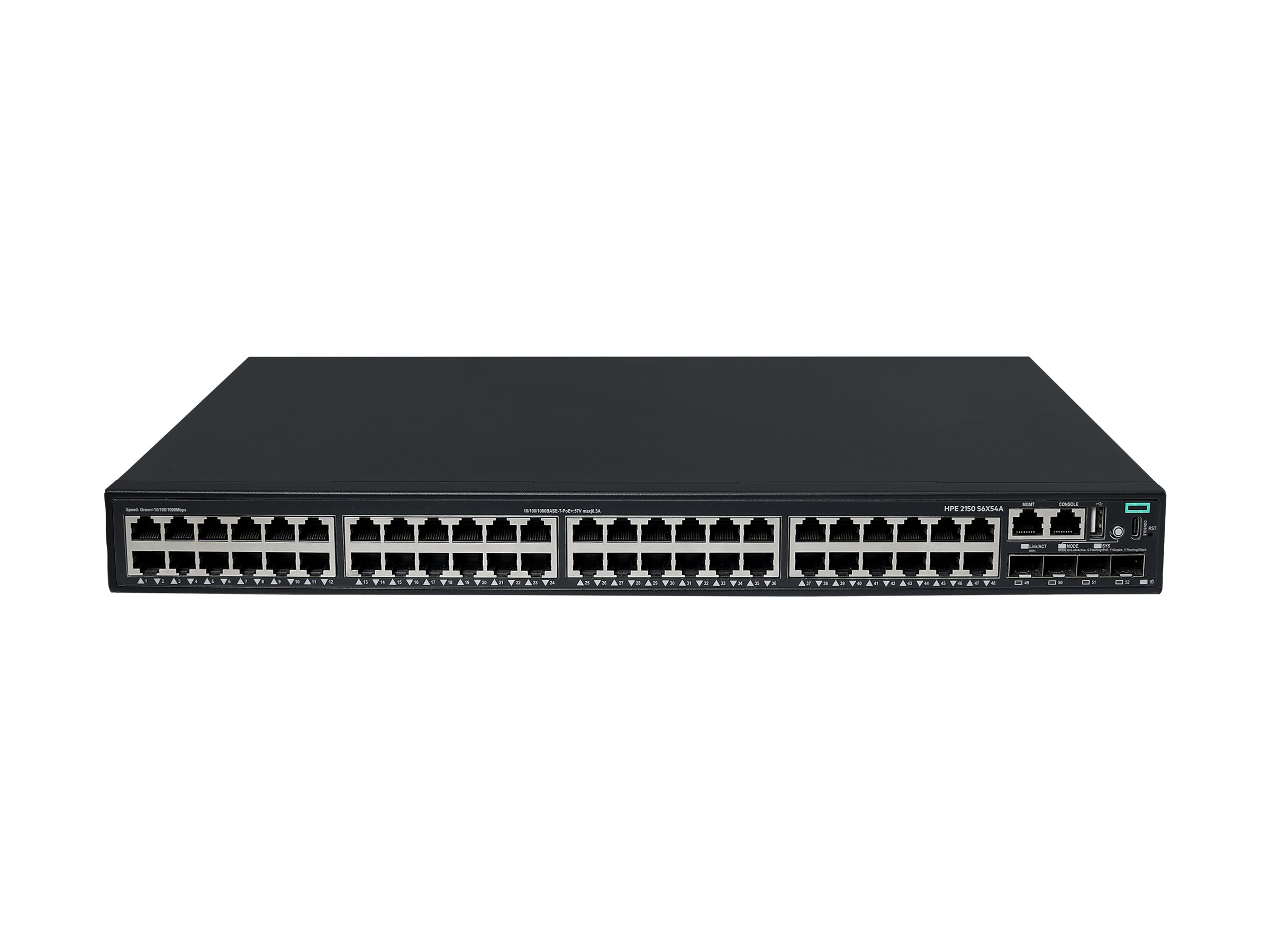 HPE Networking Comware 2150 48p 10M/100M/1G PoE+ 4p SFP+ 1G/10G 770W - Switch - L3 - managed - 48 x 10/100/1000Base-T (PoE+)