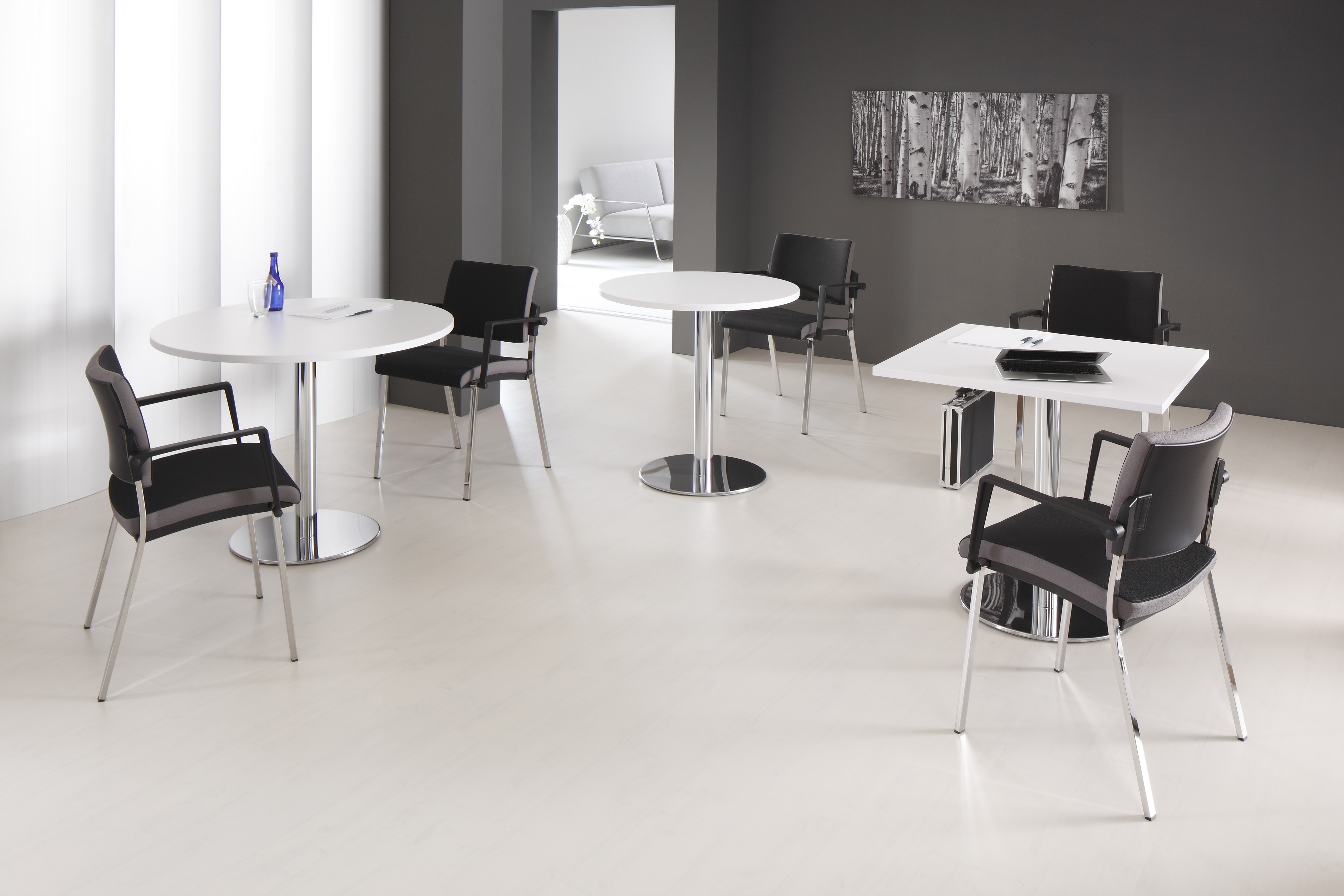 Besprechungstisch 80x80cm Buche/Silber