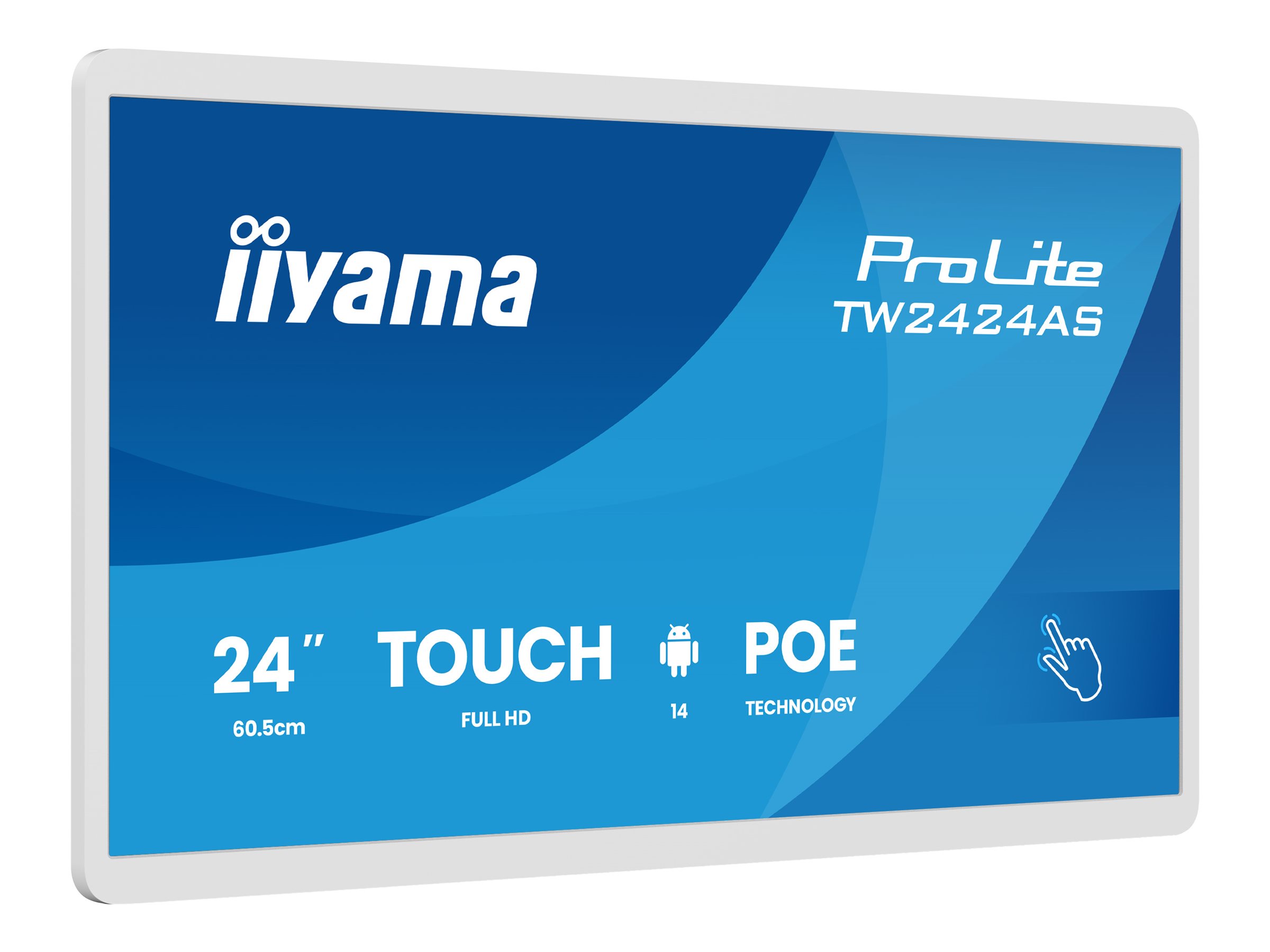 Iiyama ProLite TW2424AS-W3P - Android-PC - Touchscreen-PC - 1 RK3576 - RAM 4 GB - SSD - eMMC 32 GB - Mali-G52 MC3 - 1GbE, Bluetooth 5.3, Wi-Fi 6 - WLAN: 802.11a/b/g/n/ac/ax, Bluetooth 5.3 - Android 14 - Monitor: LED 60.5 cm (23.8")