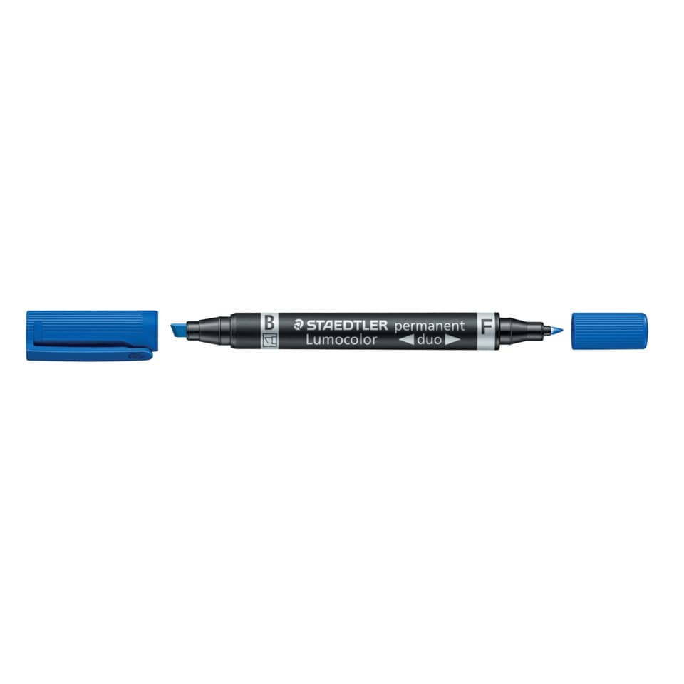 Permanentmarker Lumocolor® duo - nachfüllbar, 0,6 mm und 1,5-4 mm, blau