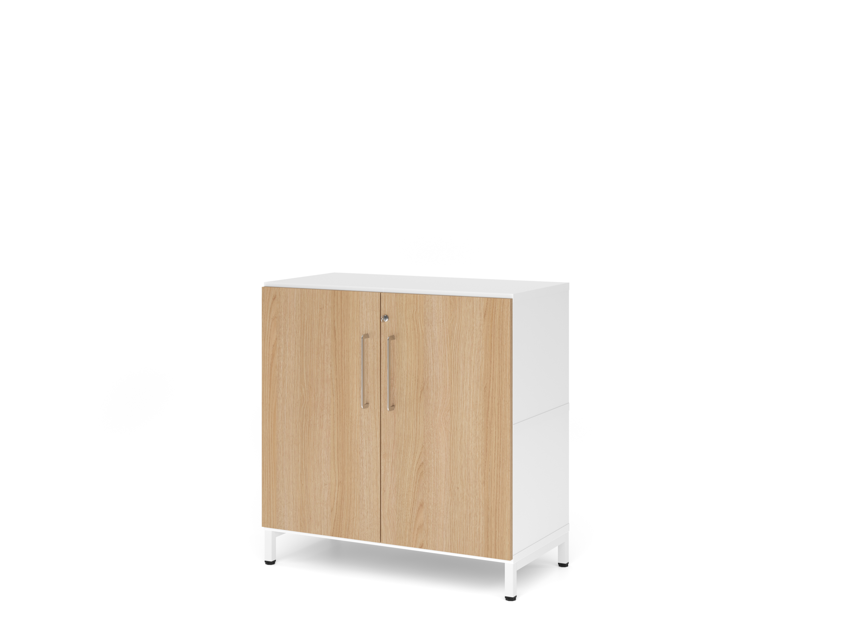 Regal/Türen, 2OH, Sockel, weiß/eiche